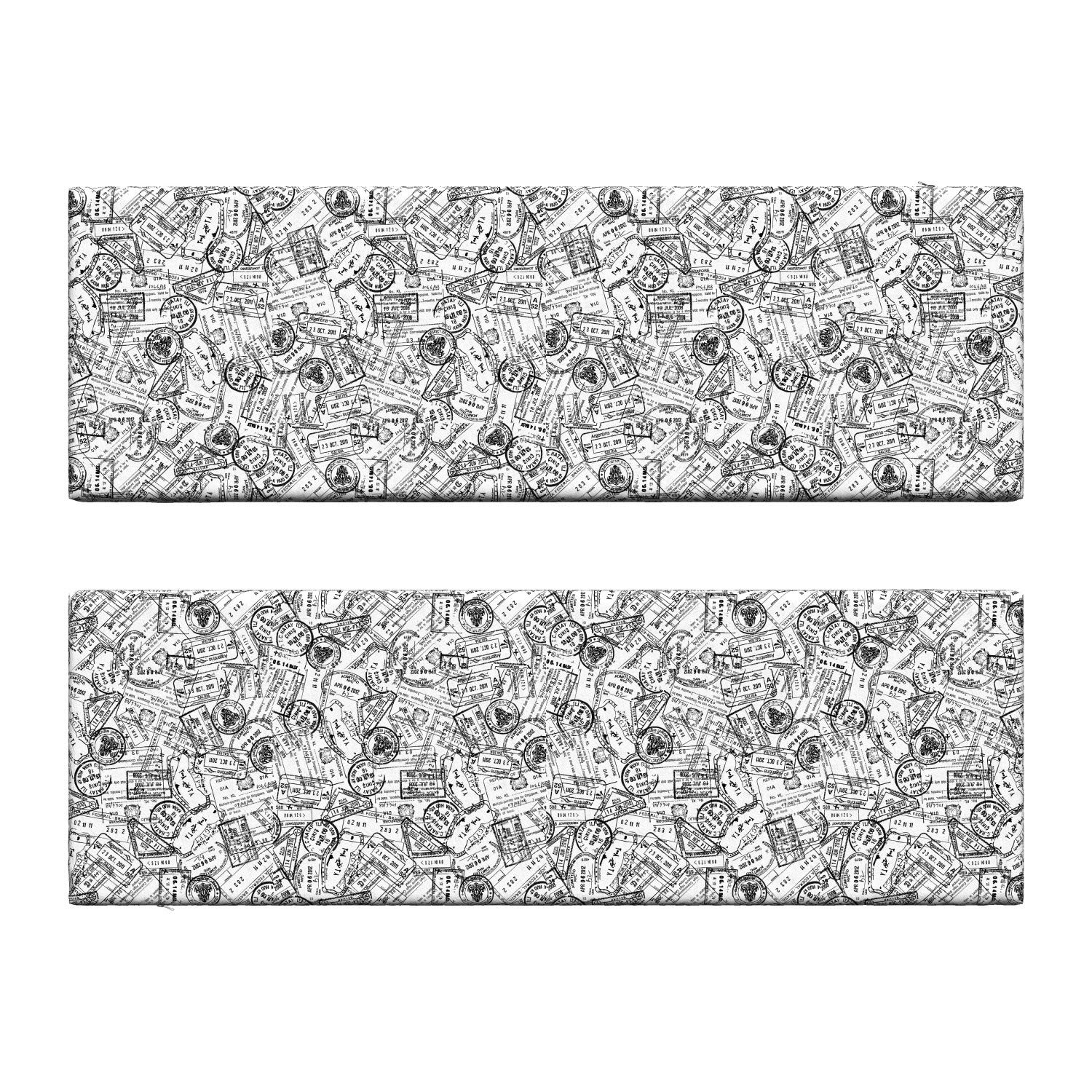 Ambesonne 2-Piece Travel Bench Cushion Set - Monochrome Passport Stamp Design, 45