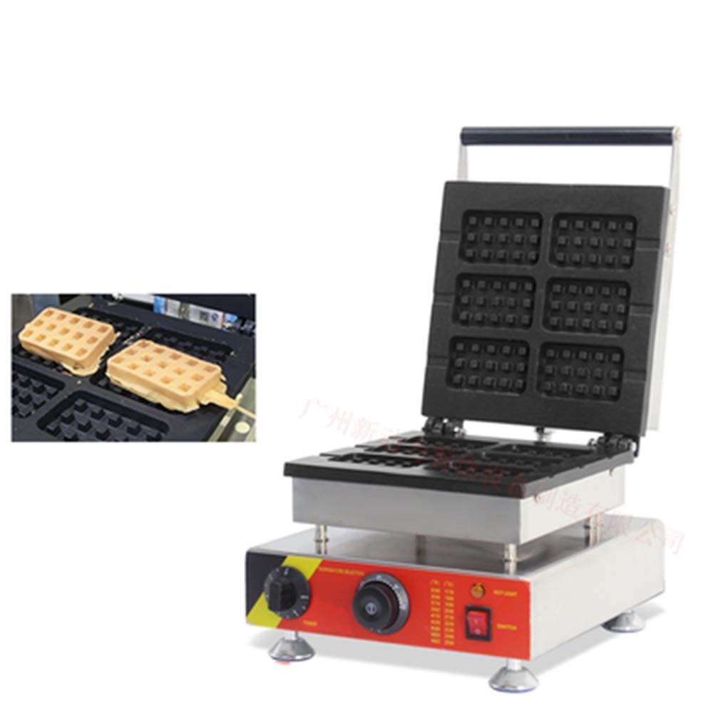 LANTAO 6-Piece Waffle Stick Maker Machine - Non-Stick Belgian Waffle Iron Baker (110V) - Perfect for Home Breakfast, Parties & Street Food Business