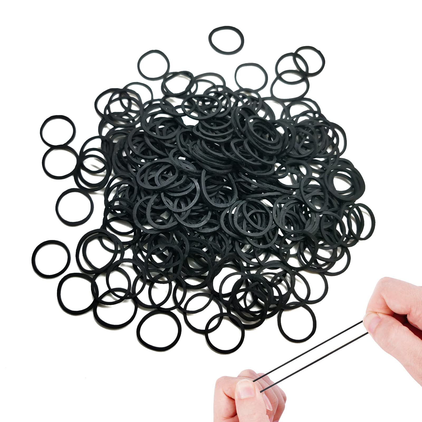 500pcs Black Elastic Hair Bands for Women & Kids - Soft Mini Hair Rubber Bands for Braids, Beard & Ponytails - Includes Storage Box - Perfect for Daily Styling, Salon Use & Travel Accessories