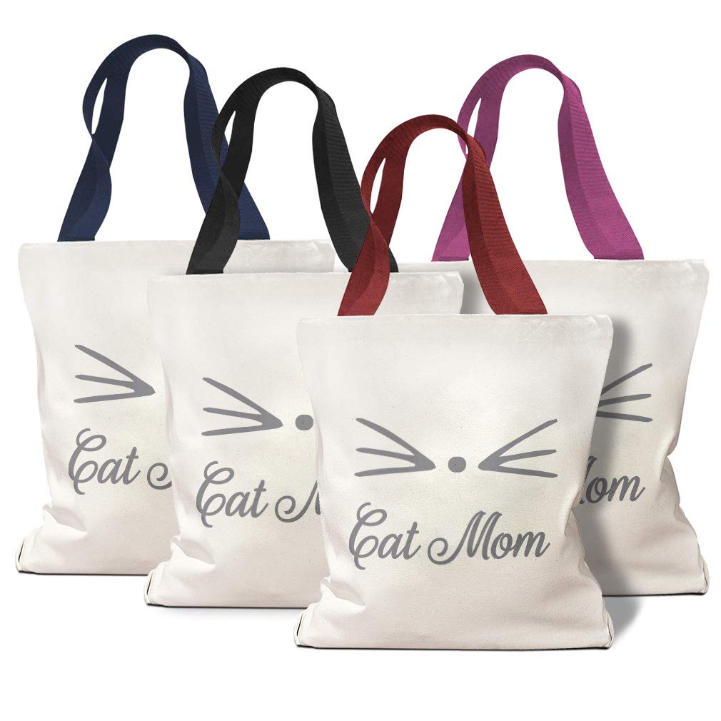 Eco-Friendly Canvas Tote Bag - Reusable Shopping Bag with Cute Cat Paw & Whiskers Design - Perfect for Women, Cat Moms, Beach Trips & Grocery Shopping