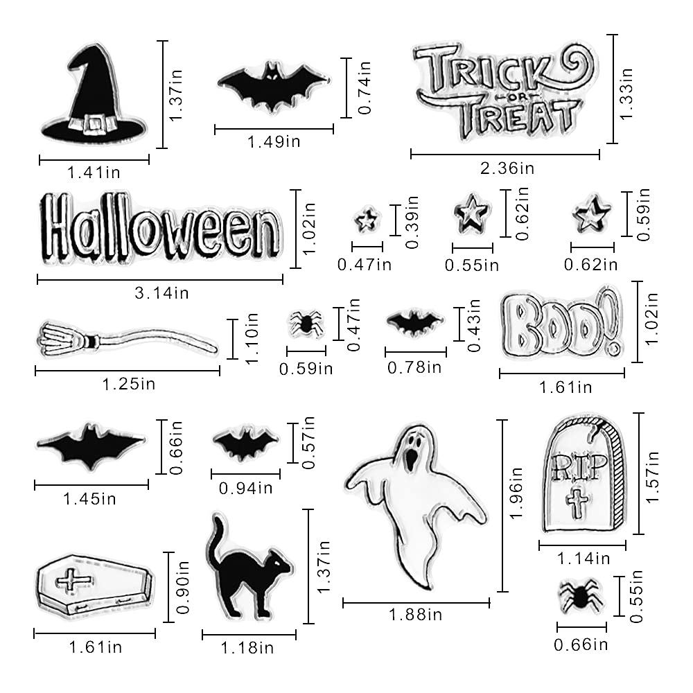 Halloween Silicone Clear Stamps Set - Coffin, Grave, Ghost & Bat Designs for Card Making, Scrapbooking, DIY Crafts - Perfect for Embossing, Album Decorations & Spooky Party Invitations