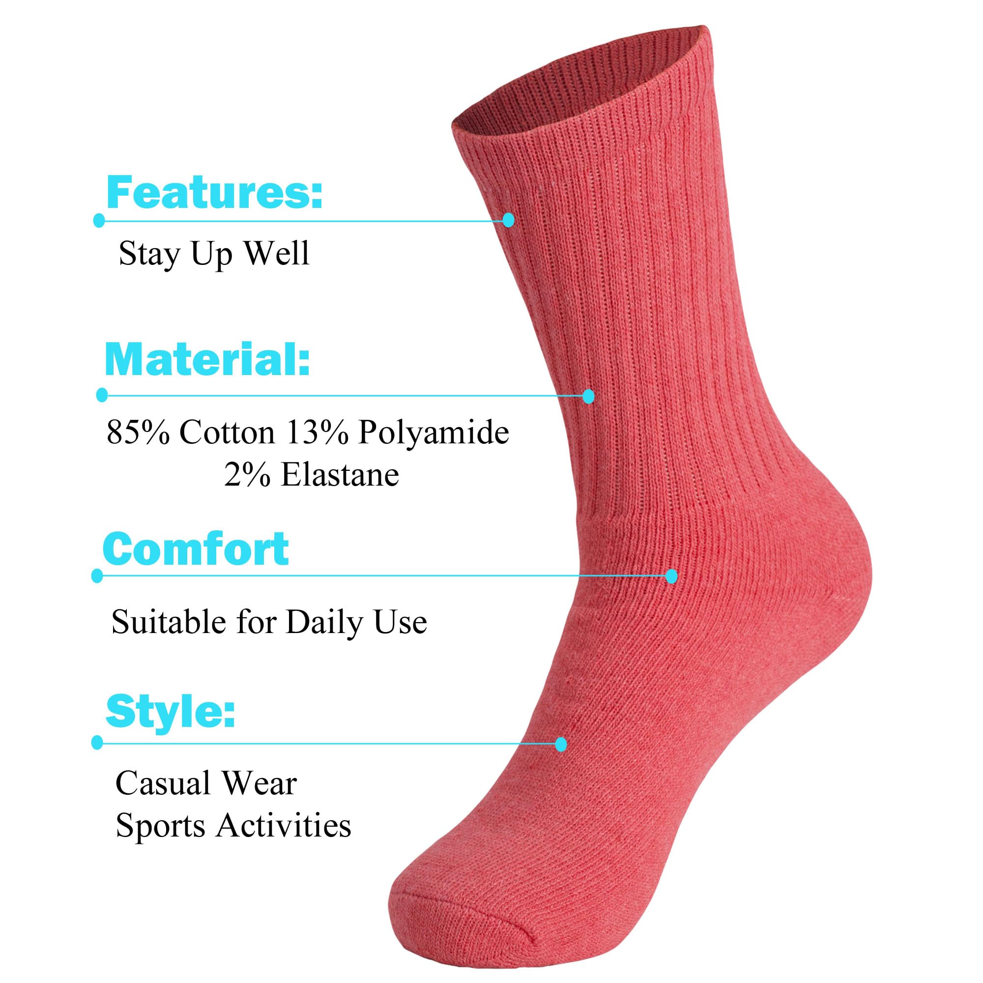 American Made Women's Cotton Crew Athletic Socks - 3 Pairs Pack with Smooth Toe Seam | Comfortable Workout & Running Socks for Gym, Yoga & Daily Wear