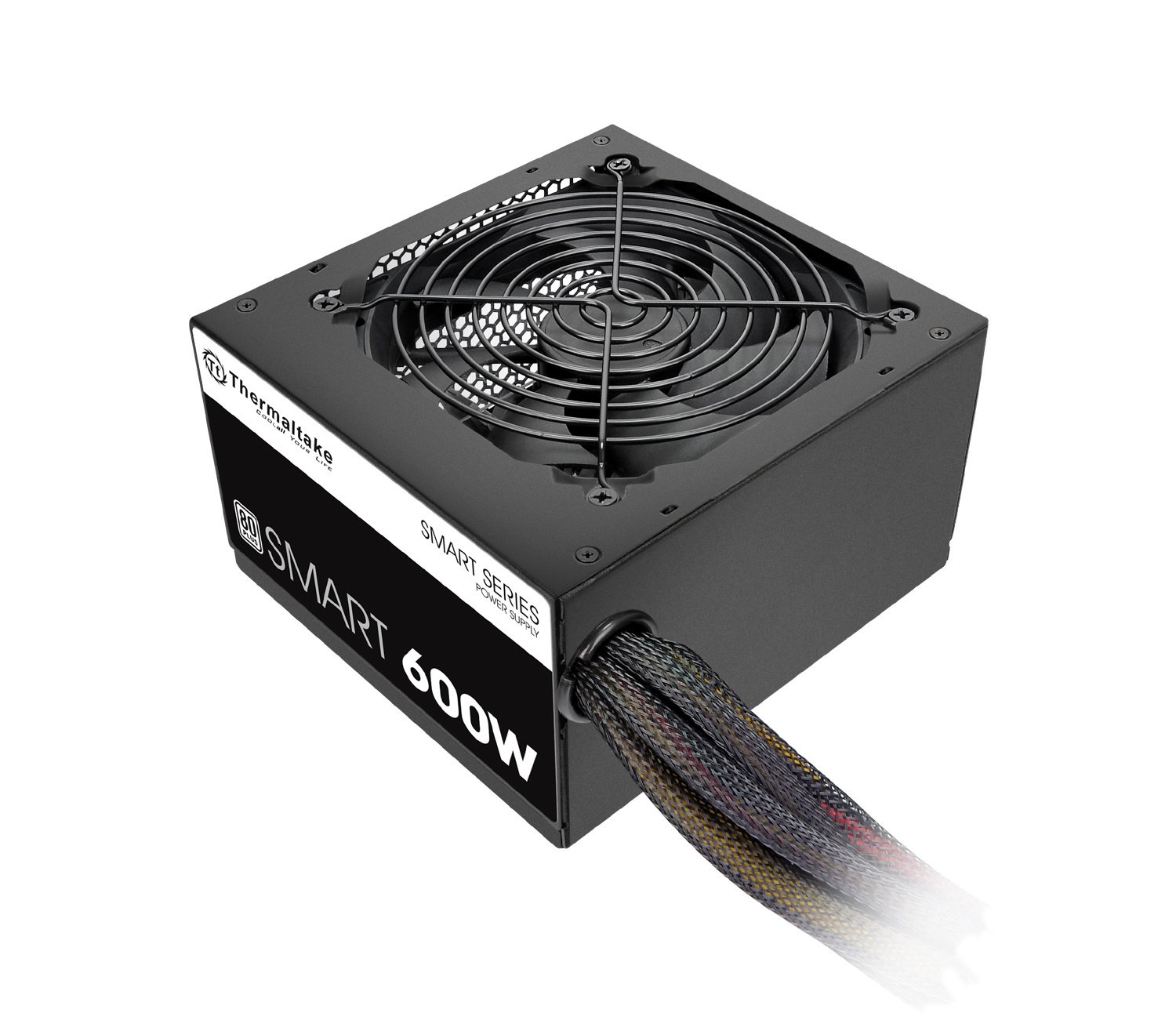 Thermaltake 600W 80 Plus White Power Supply with Active PFC & Sleeved Cables - Reliable PSU for Gaming PCs, Workstations & Home Office Setups