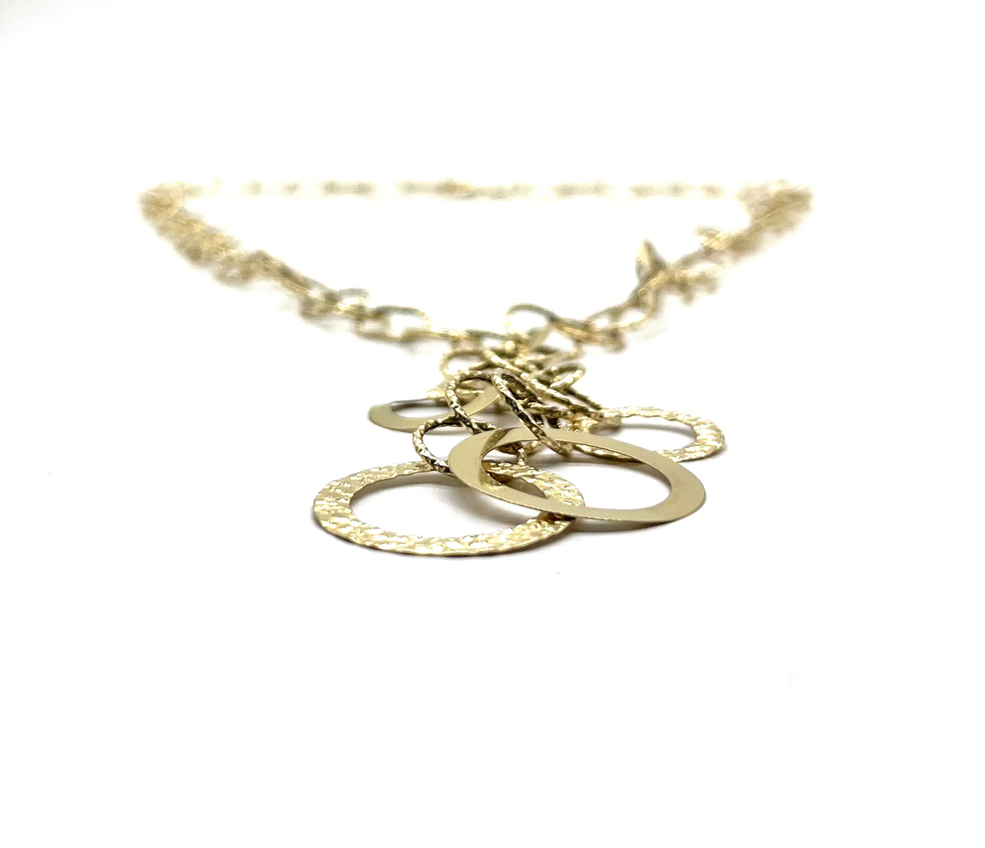 14K Yellow Gold Circle Lariat Necklace for Women - Elegant Layered Dainty Chain Jewelry Gift for Her - Perfect for Date Night, Wedding & Special Occasions
