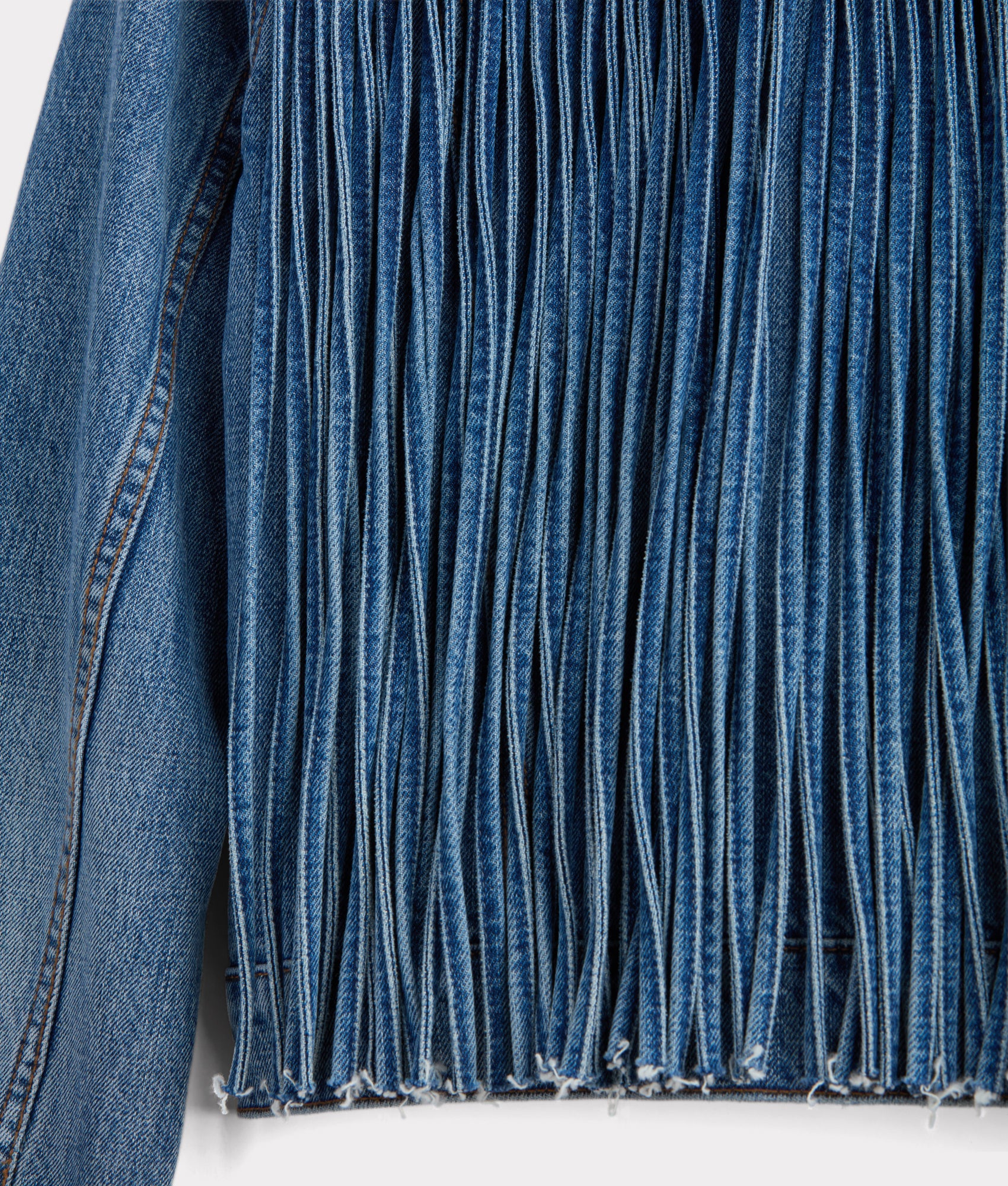 Justine Fringe Denim Jacket for Women - Blue Roan Distressed Vintage Style Jacket - Perfect for Casual Outfits, Music Festivals & Boho Fashion