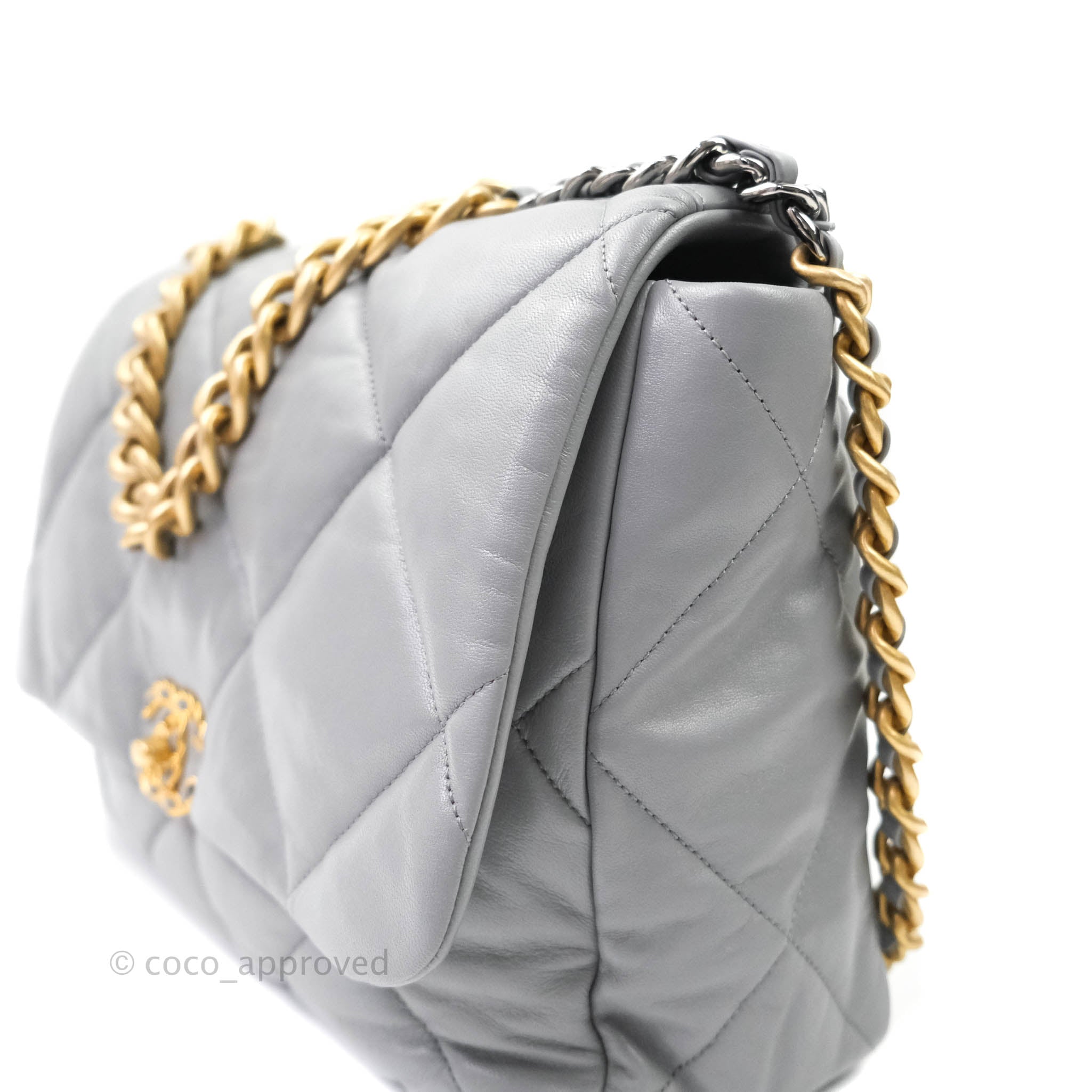 Chanel 19 Large Grey Goatskin Mixed Hardware Flap Bag - Luxury Designer Handbag for Women | Perfect for Work, Evening Events & Everyday Use