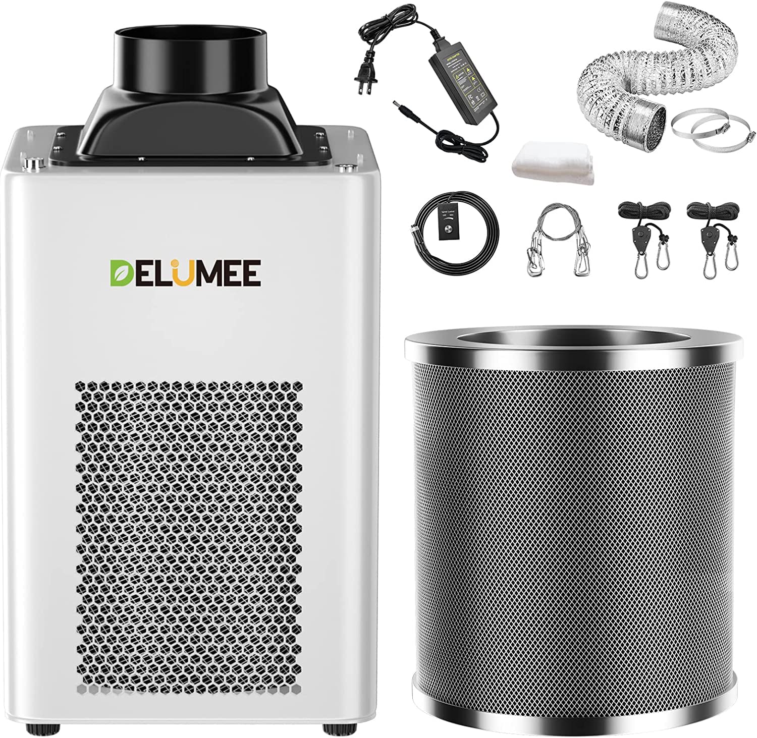 4 Inch 200CFM Grow Tent Inline Fan with Speed Controller - Super Quiet Carbon Filter Ventilation System for Greenhouse & Indoor Hydroponics - Odor Control Exhaust Fan with Ducting - Easy Installation for Home Grow Rooms & Plant Tents