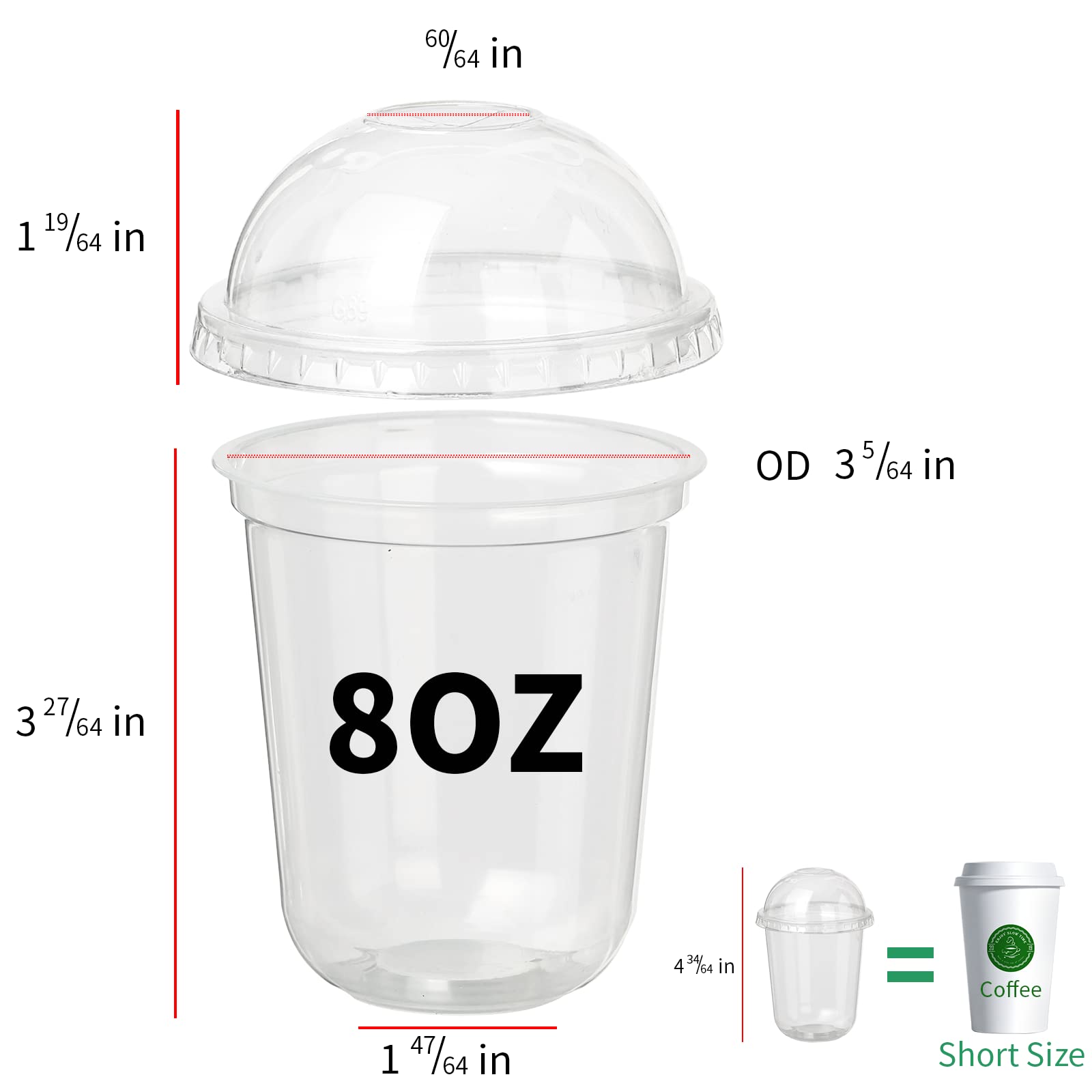 50 Pcs 8 Oz Clear Disposable Plastic Parfait Cups with Dome Lids - No Hole Dessert Yogurt Fruit Cups for Kids, Takeaway Breakfast, Snacks, Cold Drinks & Ice Cream - Perfect for Parties, Picnics, Cafes and Home Use