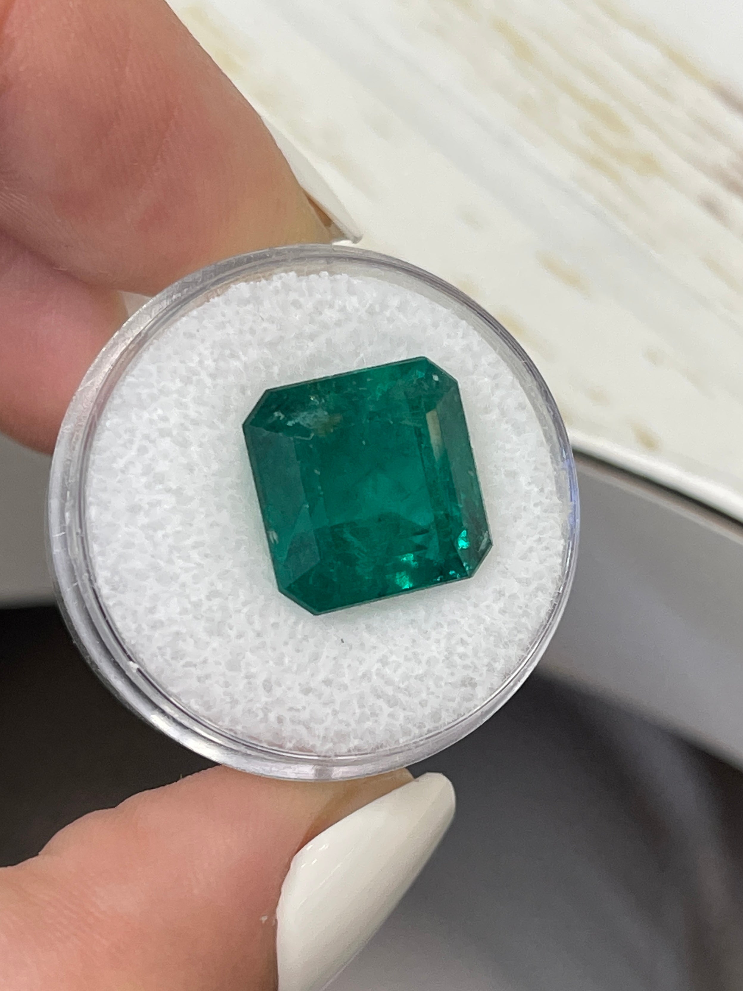 10.01 Carat Vivid Dark Green Natural Zambian Emerald - Asscher Cut Loose Gemstone for Jewelry Making, Engagement Rings & Collector's Pieces