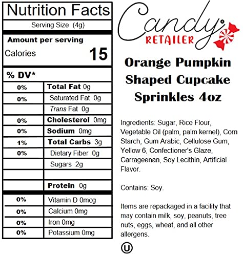Orange Pumpkin Shaped Cupcake Sprinkles - 4oz Bulk Candy Decorations for Halloween Baking, Party Desserts & DIY Treats
