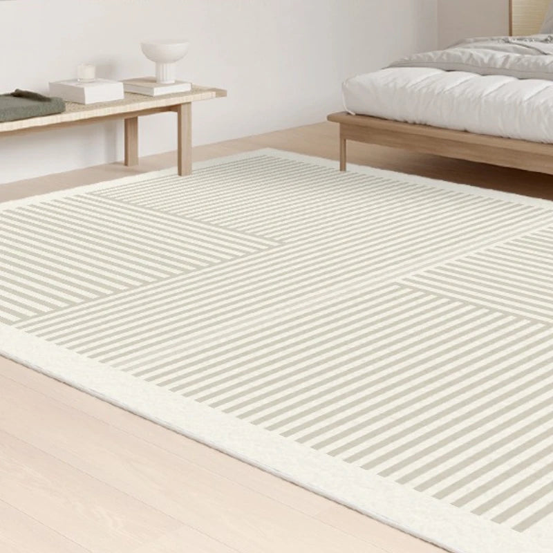 Avalyn Modern Geometric Faux Wool Area Rug - Soft Non-Slip Living Room Rug for Bedroom, Office & Home Decor - 5x7 Feet Grey Contemporary Carpet