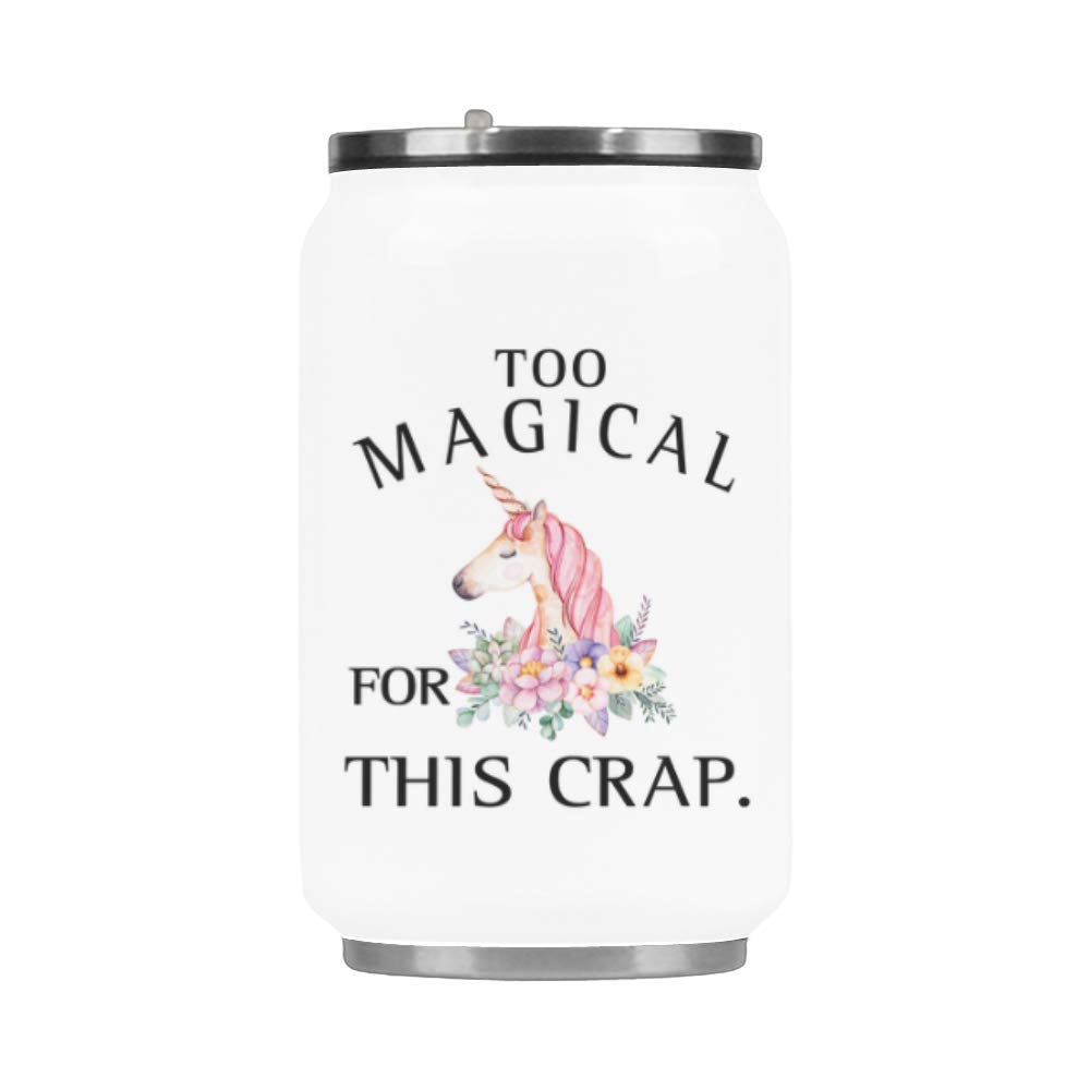 Funny Vacuum Insulated Travel Mug - Magical Unicorn Stainless Steel Coffee Cup 10.3oz, Leak-Proof Thermos for Hot/Cold Drinks - Perfect for Office, Commuting, Camping & Gifts