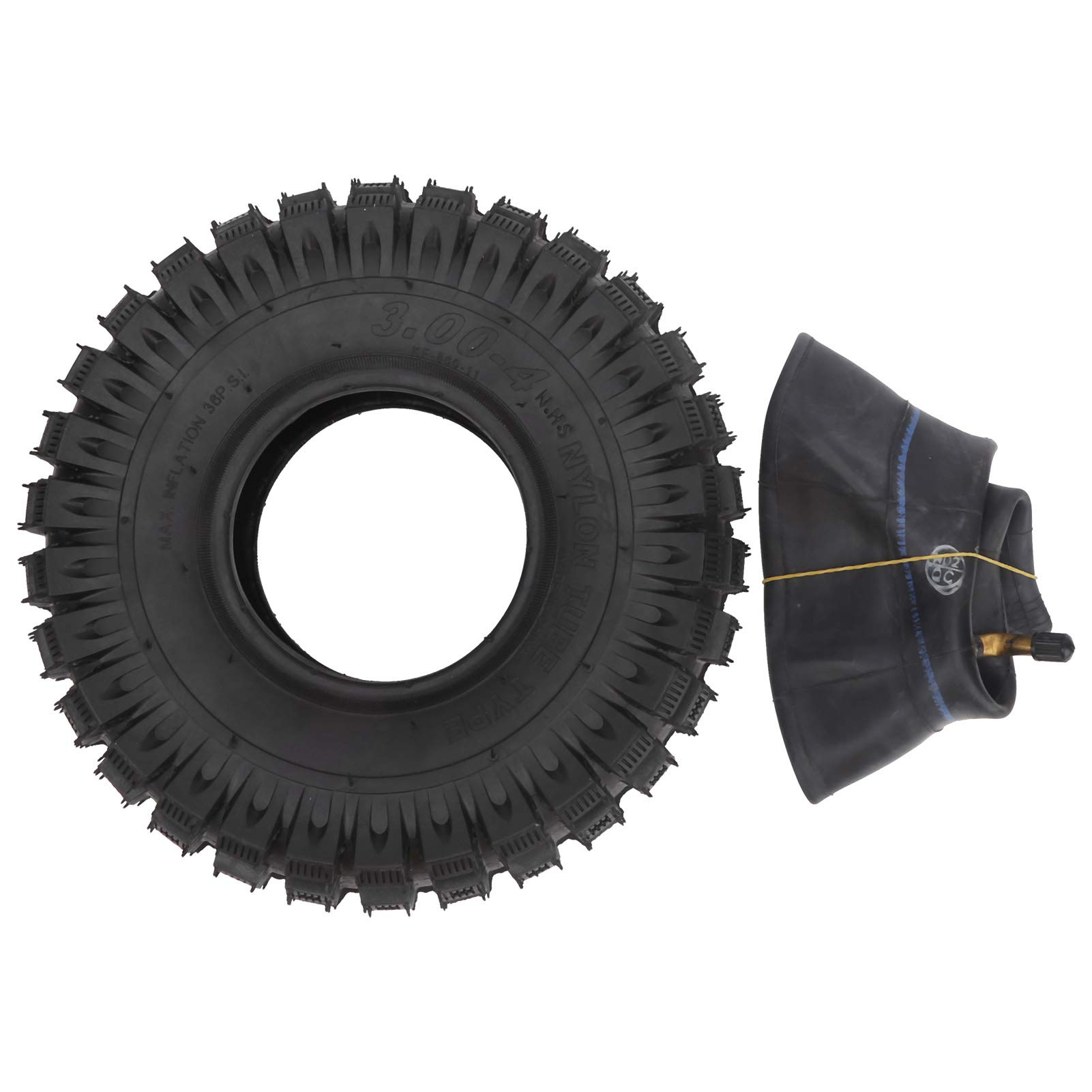 3.00-4 Mobility Scooter Tires with Inner Tube - Bent Valve Stem Replacement Tires for 3-Wheel Elderly Scooters, Wheelchairs & Wheelbarrows - Durable Rubber Tires for Outdoor Use & Daily Mobility