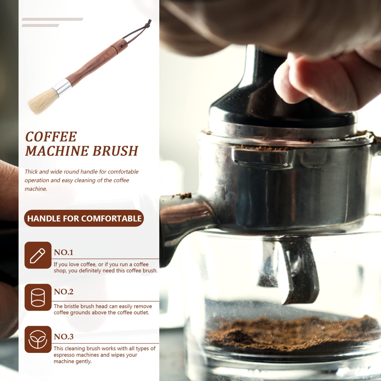 Premium Coffee Machine Cleaning Brush - Long Handle Espresso Machine Brush for Easy Cleaning | Durable Coffee Clean Brush Tool for Keurig, Nespresso & Home Barista Use