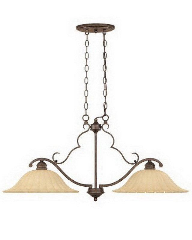 Designer Fountain Lighting 82638 FSN Two-Light Island Chandelier in Forged Sienna Finish - Modern Kitchen Pendant Light for Dining Room & Island Countertop