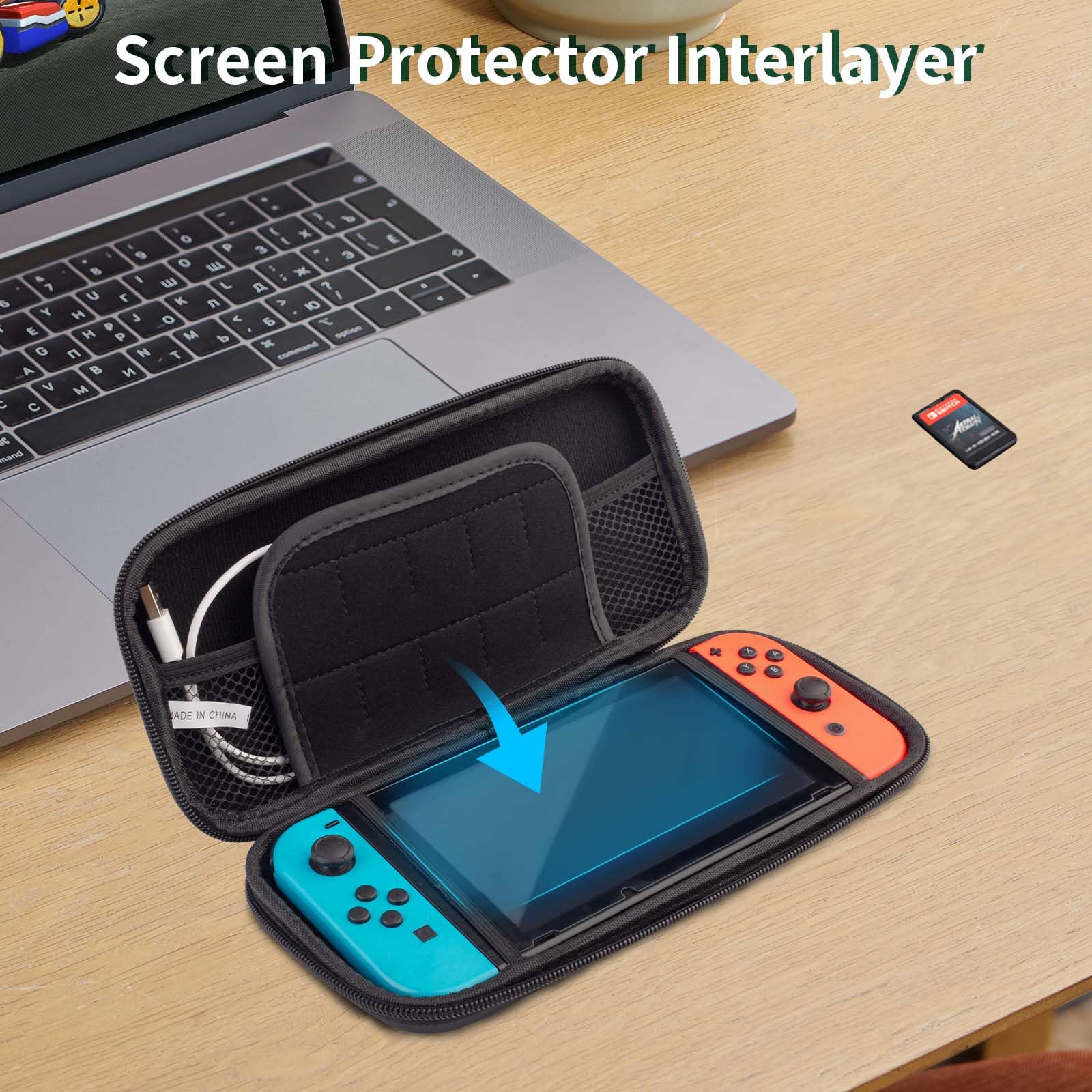 RYHX Hard Protective Case for Nintendo Switch & Switch OLED - Durable Travel Cover with 10 Game Card Holders for Console & Accessories - Red | Perfect for Gaming on the Go, Travel Protection, and Storage Organization
