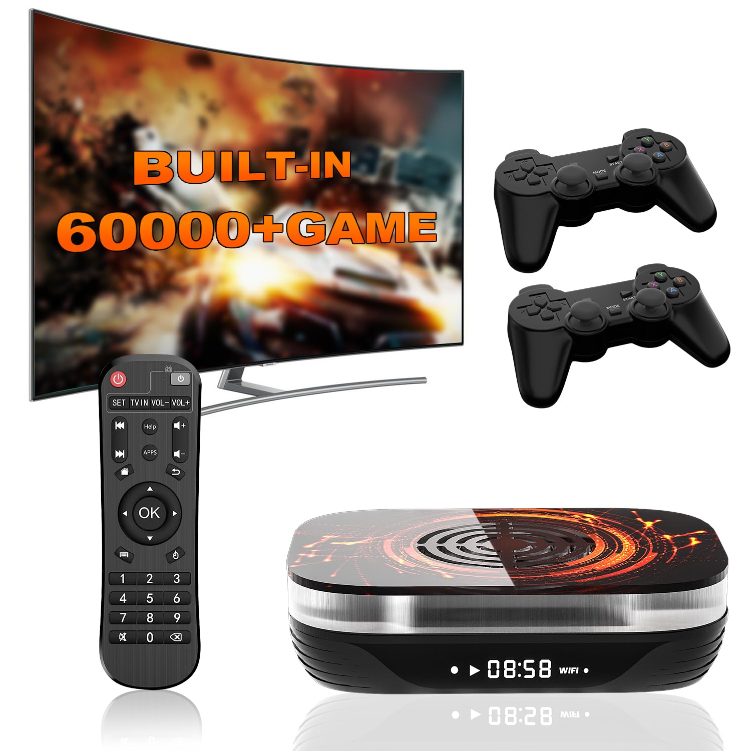 Kinhank Super Console X4 Plus Retro Gaming System - 60,000+ Preloaded Games, 65+ Emulator Support, Android 11.0/EmuELEC 4.6, S905x4 Chip, 4K UHD Output with 2 Wireless Controllers - Perfect for Home Entertainment & Retro Gaming Parties