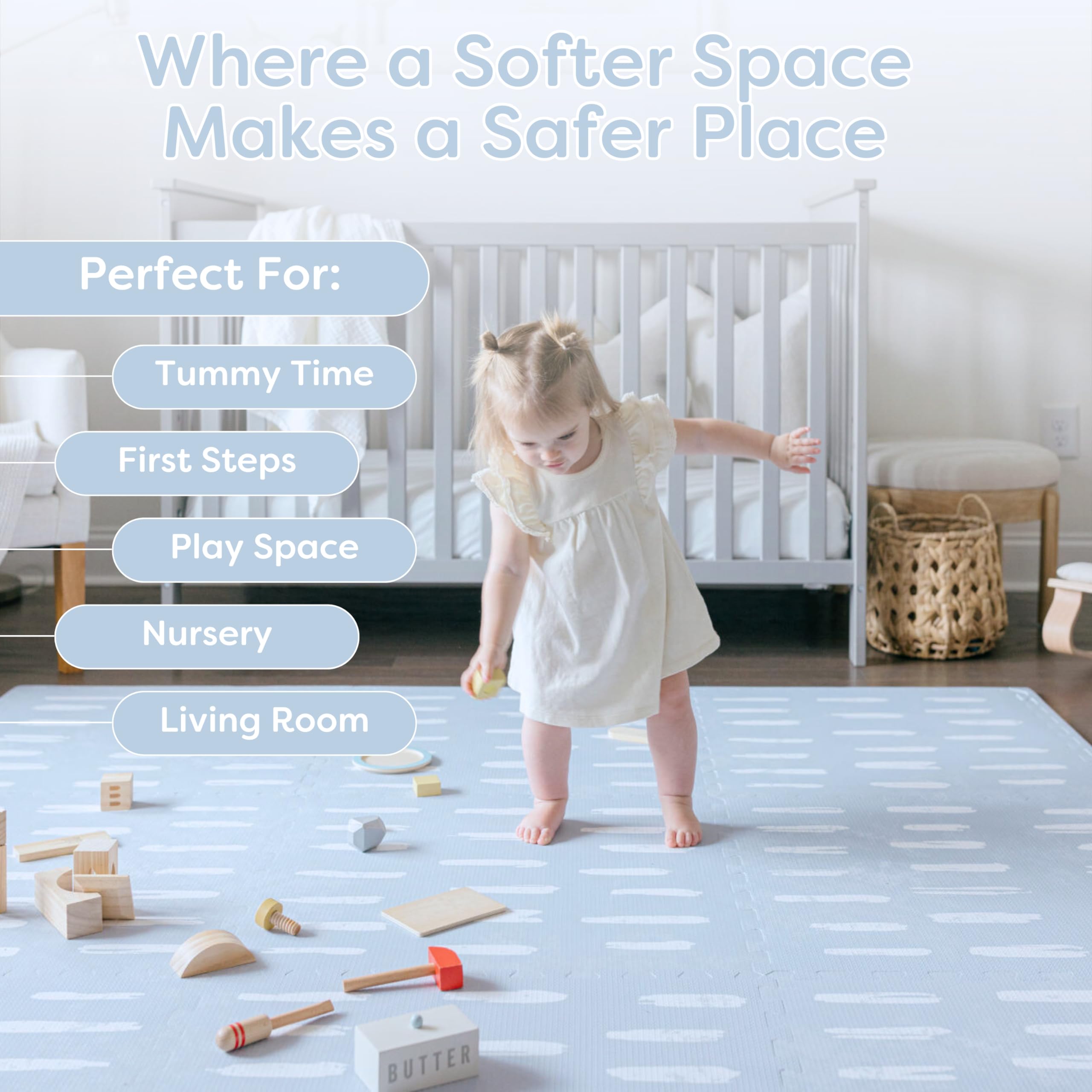 Premium EVA Foam Baby Play Mat - 6x6ft Non-Toxic Floor Mat for Infants & Toddlers | Safe Crawling & Tummy Time Mat | Waterproof Nursery Playroom Rug | Perfect for Daycare, Learning & Play Areas