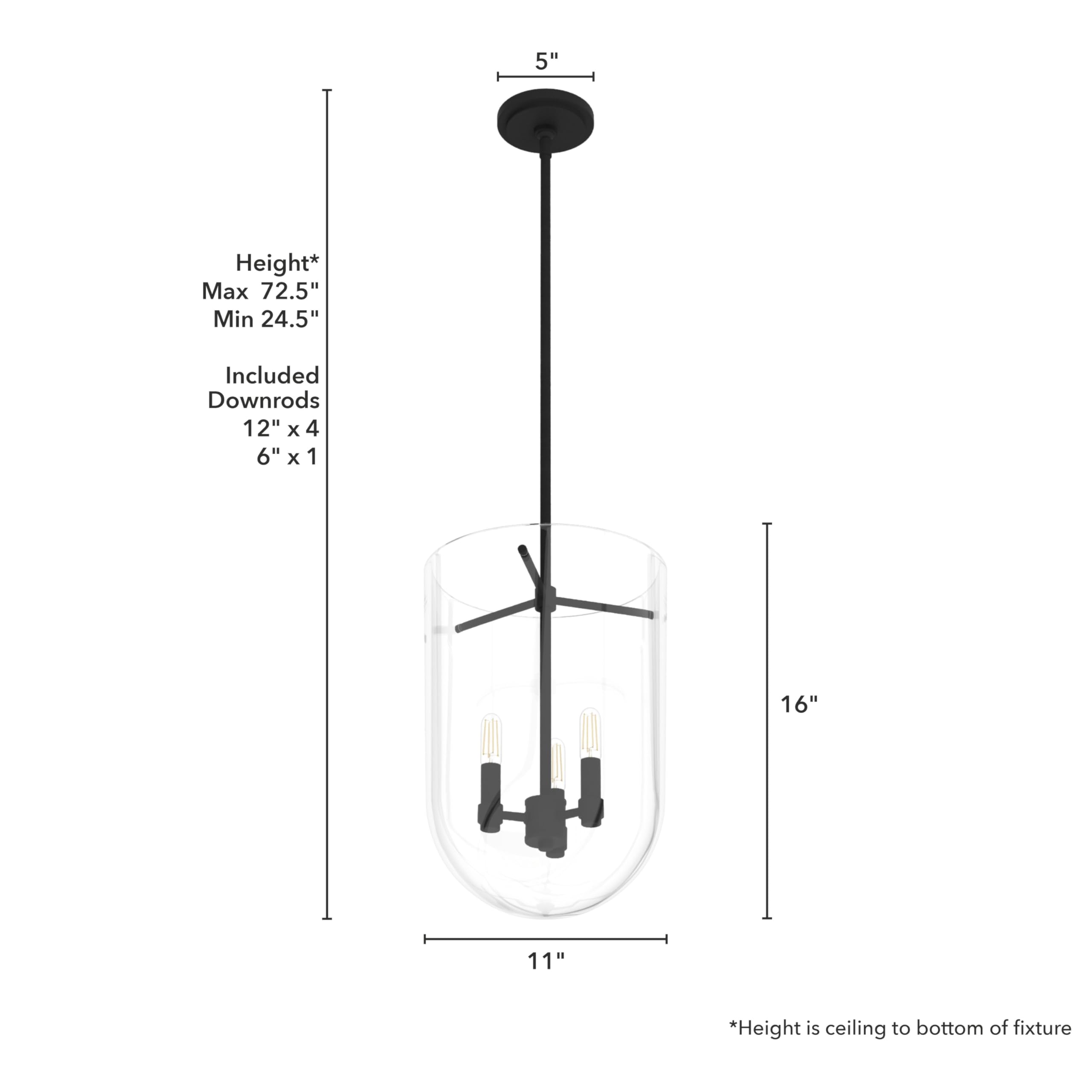 Hunter Fan Company 19318 Sacha Pendant Light - Natural Iron Finish, Industrial Style Ceiling Light Fixture for Kitchen, Dining Room, and Living Room Decor