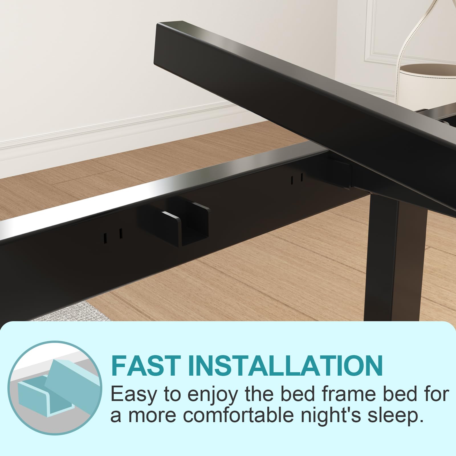 Twolike Queen Metal Bed Frame with Underbed Storage - Sturdy Steel Slat Support, Anti-Noise Foam Stickers, Easy Assembly - Perfect for Small Bedrooms & Guest Rooms (Queen Size)