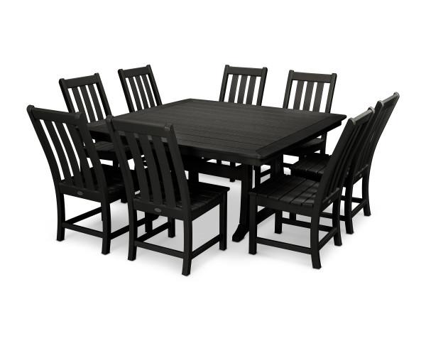 Polywood Black Vineyard 9-Piece Outdoor Dining Set - Durable & Weather-Resistant Patio Furniture for Backyard, Garden, and Poolside Entertaining