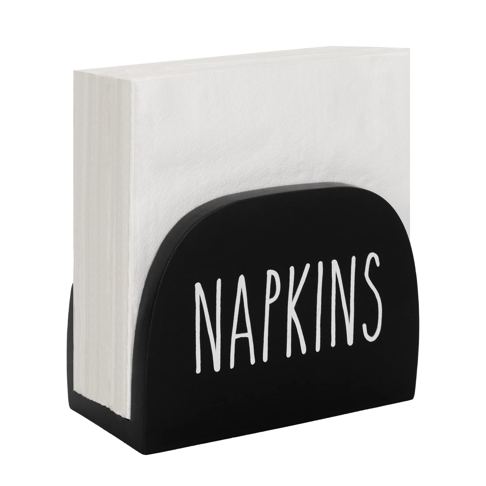 Modern Farmhouse Napkin Holder - Solid Wood Rustic Paper Towel Dispenser for Kitchen Countertops & Dining Tables | Black Standing Kitchen Decor for Farmhouse, Cottage & Rustic Style Homes