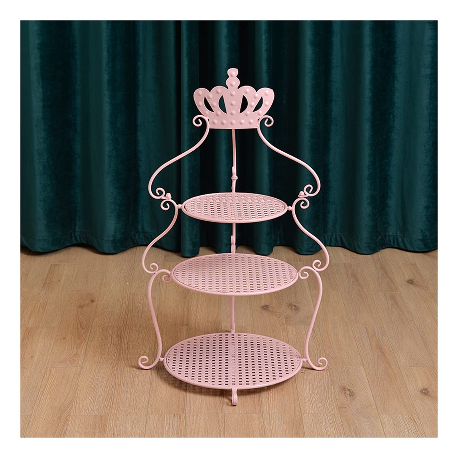3-Tier Wrought Iron Cake Stand for Cupcakes & Desserts - Pink Crown Design Wedding & Party Display Tray - Perfect for Birthday, Bridal Shower, Baby Shower, and Tea Party Decorations