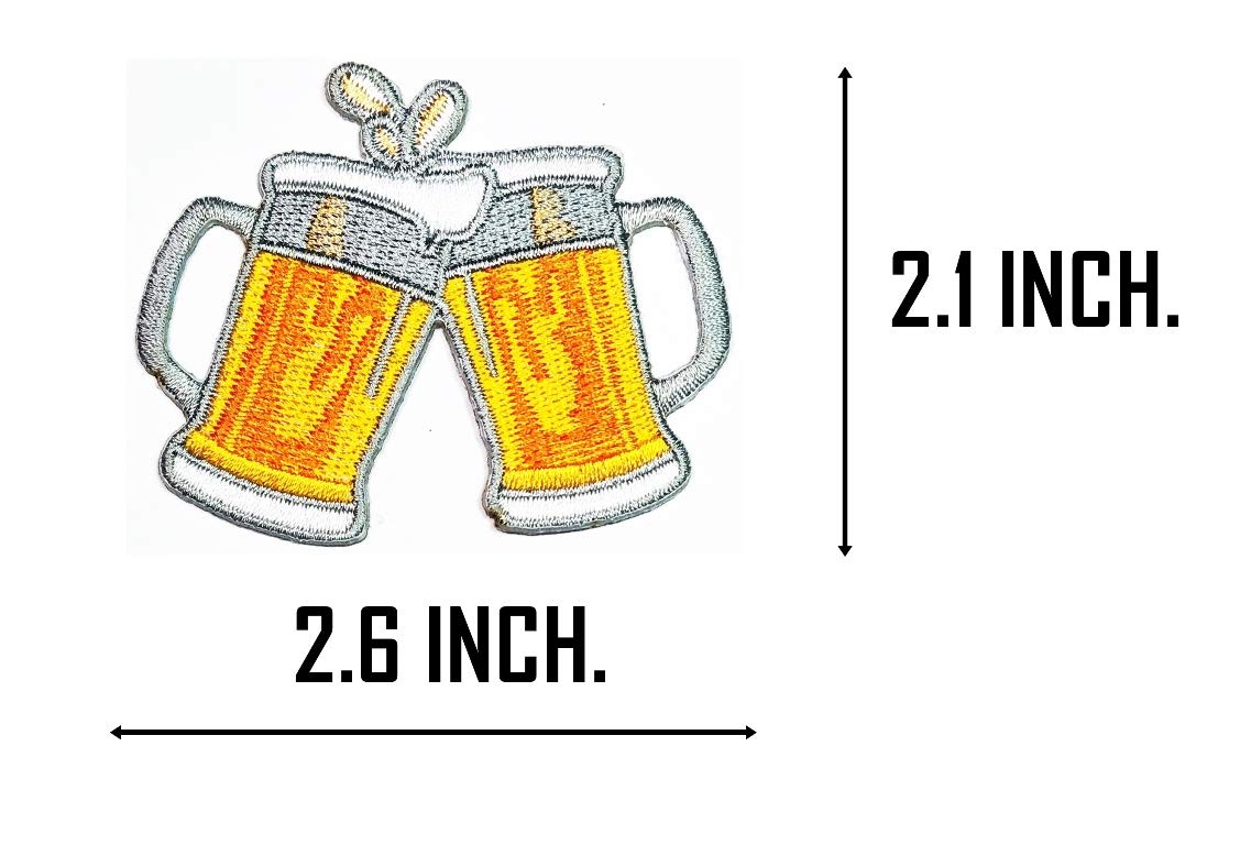 ONCEX 3PCS Cheers Bubbles Beer Mug Embroidered Iron-On Patches for Jackets, Bags & Jeans - Fun DIY Sewing Supplies for Kids & Adults - Perfect for Parties, Backpacks & Clothing Customization