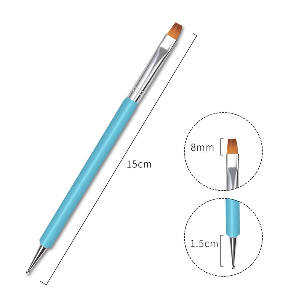 Dual-End UV Nail Brush & Dotting Pen Set for Nail Art - Professional Blue Nail Design Tools for Gel Polish & Acrylic Nails - Perfect for Salon, Home Manicure & DIY Nail Art