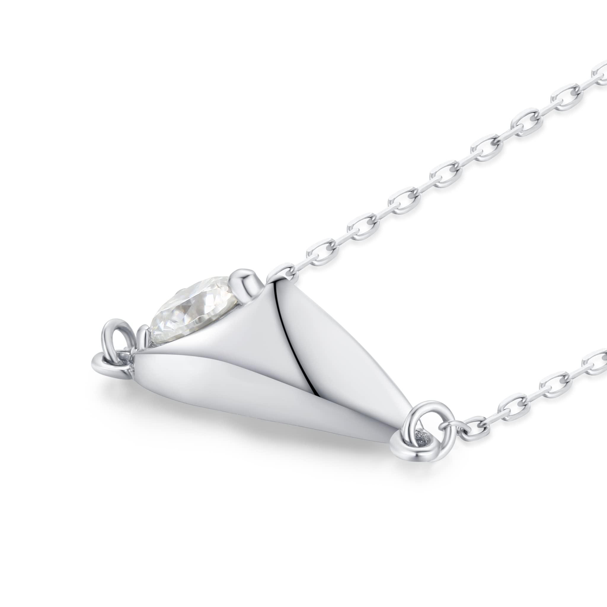 GIA Certified Diamond Necklace Pendant - Dainty Layering Charm Necklace with Sideways Teardrop Design - April Birthstone Moissanite Jewelry for Women - Perfect for Everyday Wear, Gift Giving & Special Occasions