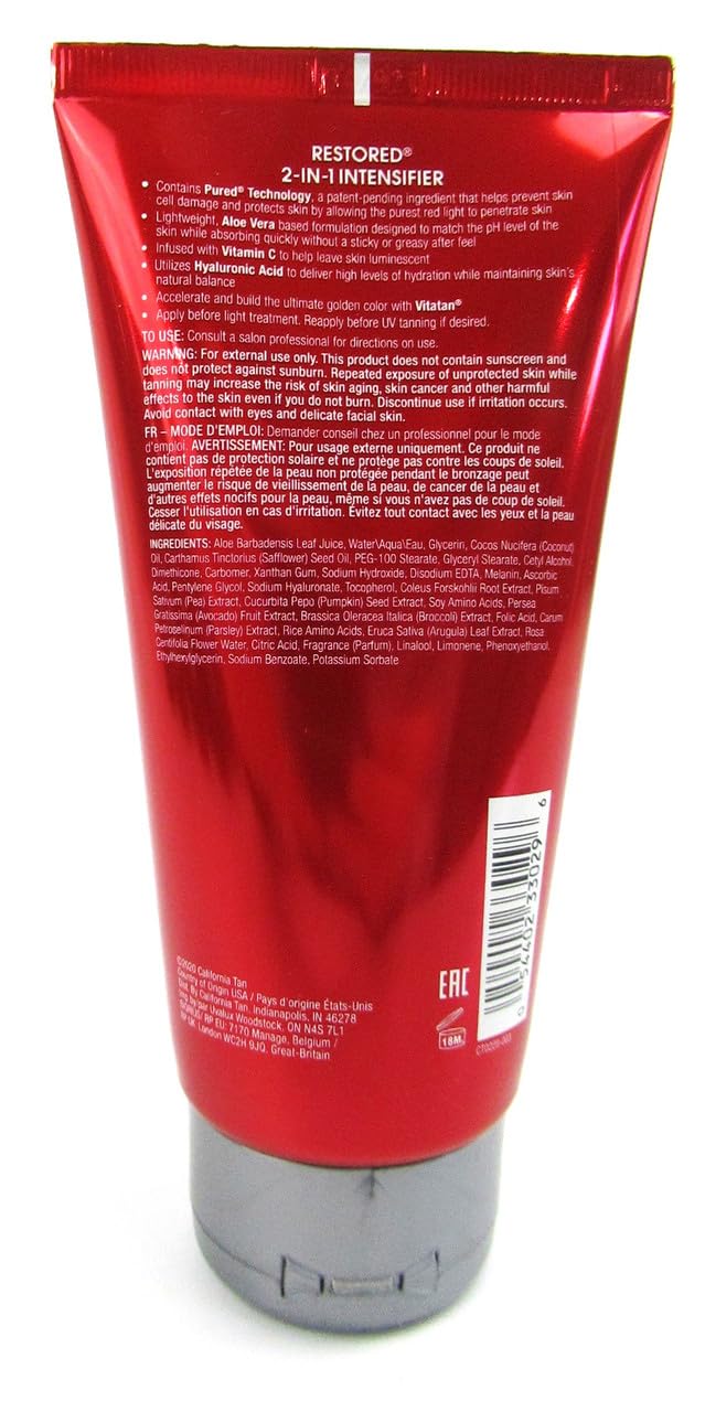 California Tan CT Restored 2-IN-1 Tanning Intensifier & Red Light Therapy Lotion - 6 oz | Collagen Boosting, Anti-Aging Skincare for Red Light Therapy Beds & Home Tanning | Perfect for Post-Tanning Care & Skin Rejuvenation
