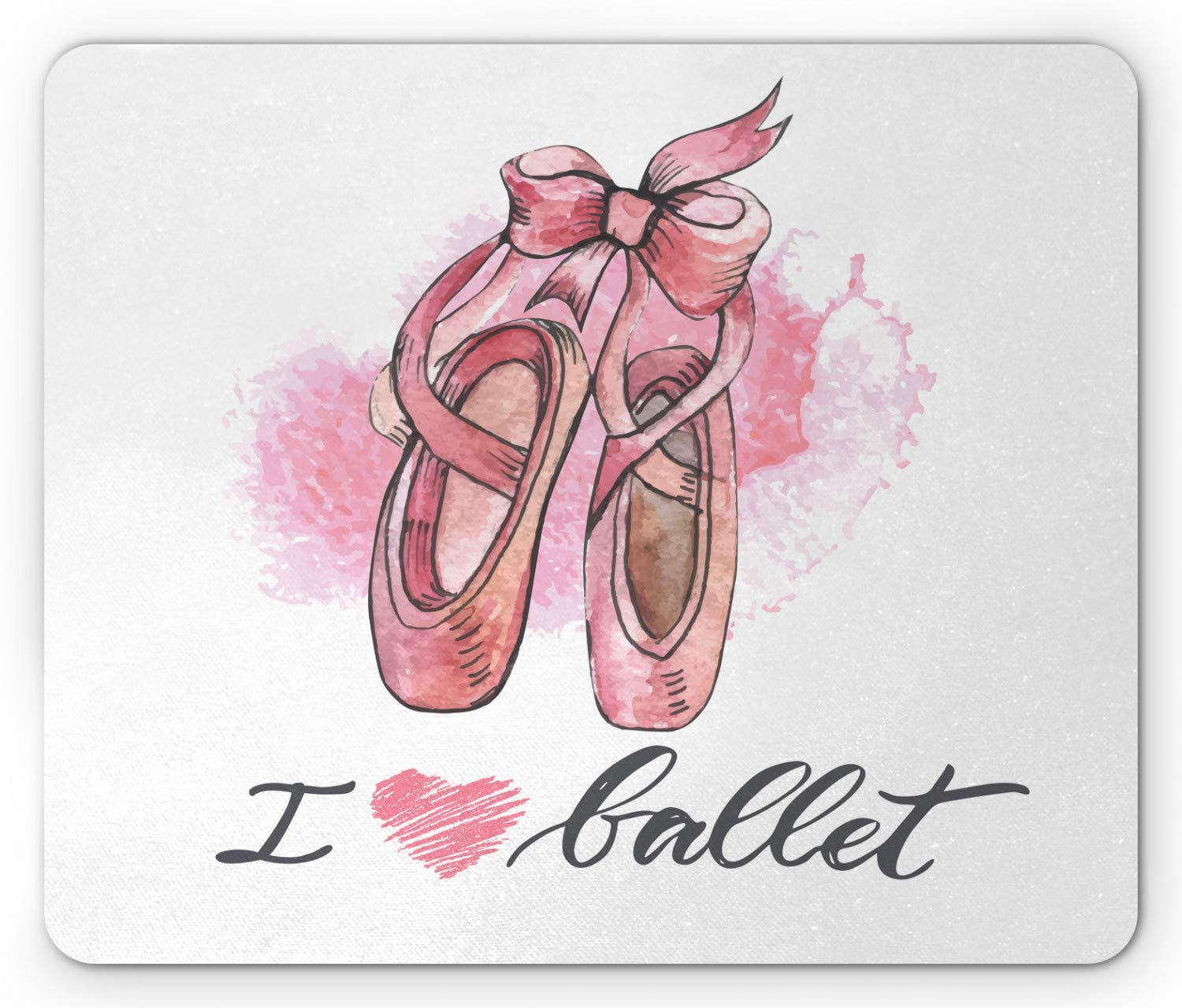 Ambesonne Ballet Mouse Pad - Non-Slip Rubber Mouse Mat with Ballerina Pointe Shoes Design, Pink & Grey Standard Size Computer Accessory for Office, Gaming & Home Use