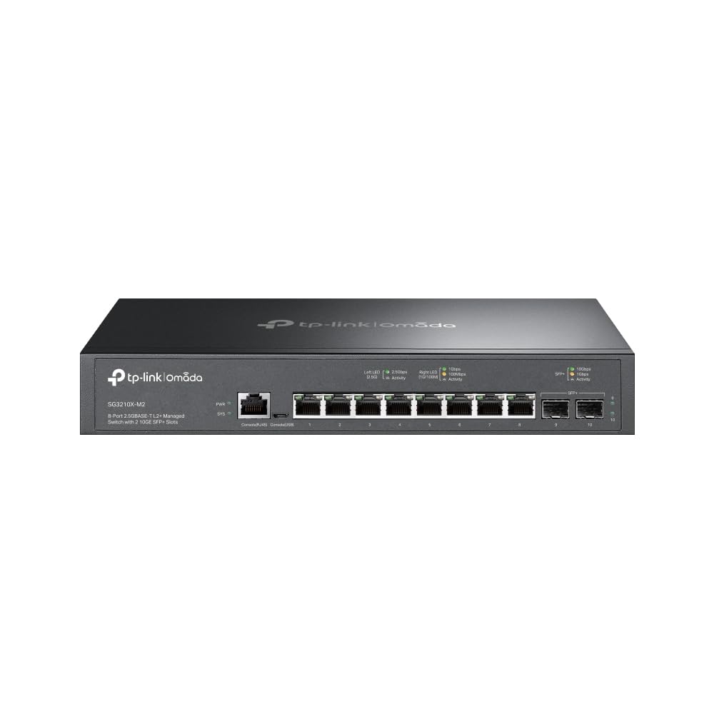 TP-Link Omada SG3210X-M2 8-Port 2.5G L2+ Managed Switch with 2X 10G SFP+ Slots | Cloud Management | QoS & IGMP Snooping | Ideal for Small Business & Home Office Networking