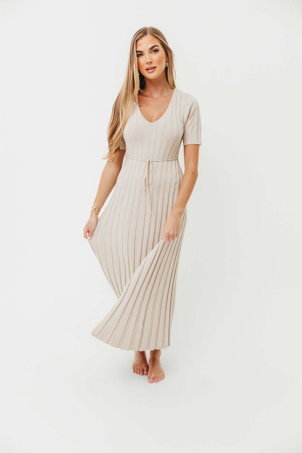 Oakley Ribbed Maxi Dress in Dusty Taupe - Bump Friendly Maternity Dress for Women | Comfortable Stretchy Pregnancy Outfit for Casual Wear, Baby Shower & Special Occasions