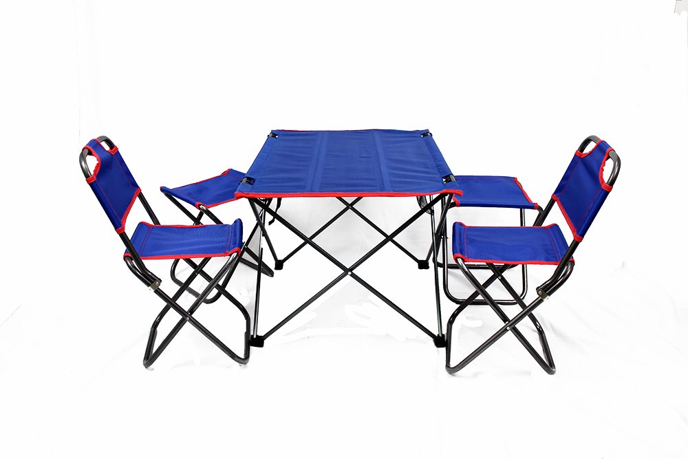 Portable Outdoor Folding Table and 4 Chairs Set - Lightweight Camping Picnic Furniture for Backyard, Beach, Patio, and Tailgating