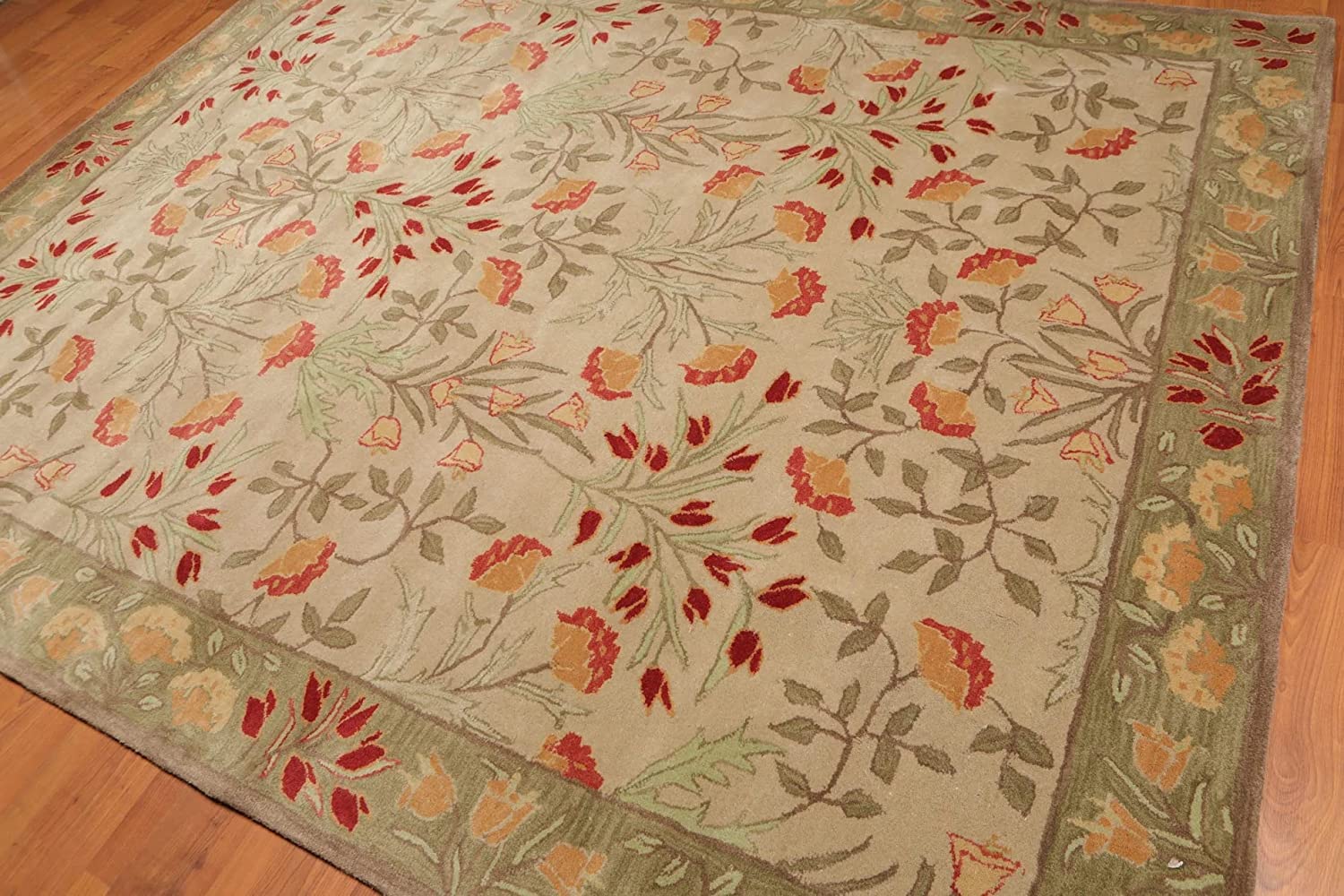 Handmade Blue Adeline Traditional Persian Oriental Wool Area Rug - Floral Multi Design, 8x10 ft - Perfect for Living Room, Bedroom & Home Decor