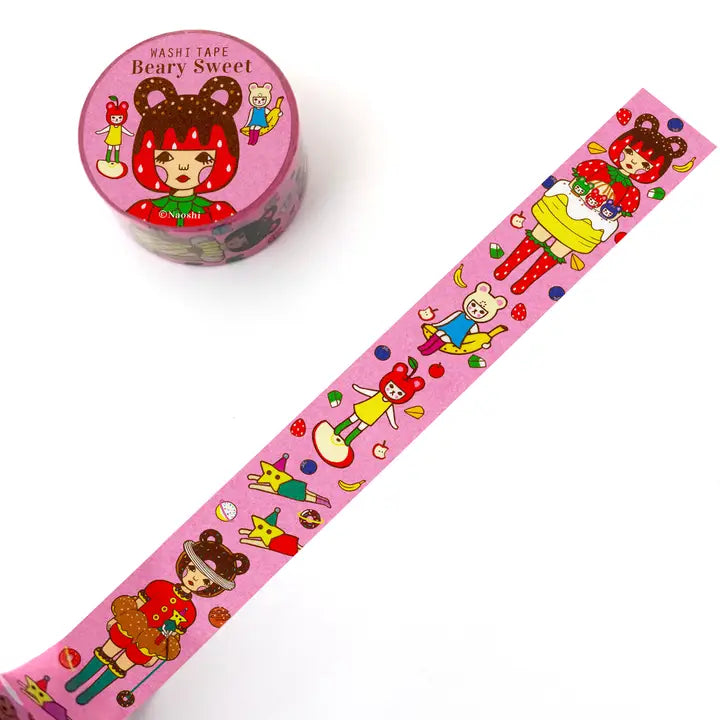 Beary Sweet Washi Tape - Adorable Bear Pattern Decorative Paper Tape for Scrapbooking, Journaling, DIY Crafts & Gift Wrapping - Perfect for Bullet Journals, Planners, and Home Decor