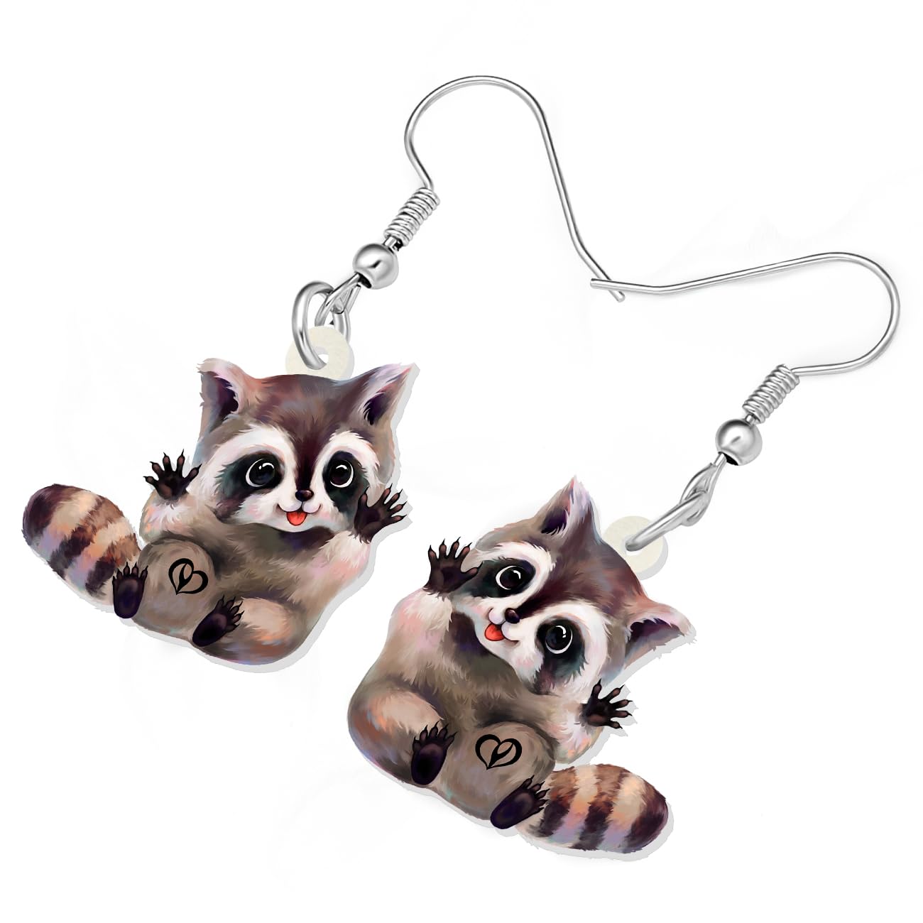 Funny Acrylic Raccoon Earrings - Cute Dangle Animal Jewelry for Women, Perfect Gift for Animal Lovers, Great for Casual Wear & Costume Parties