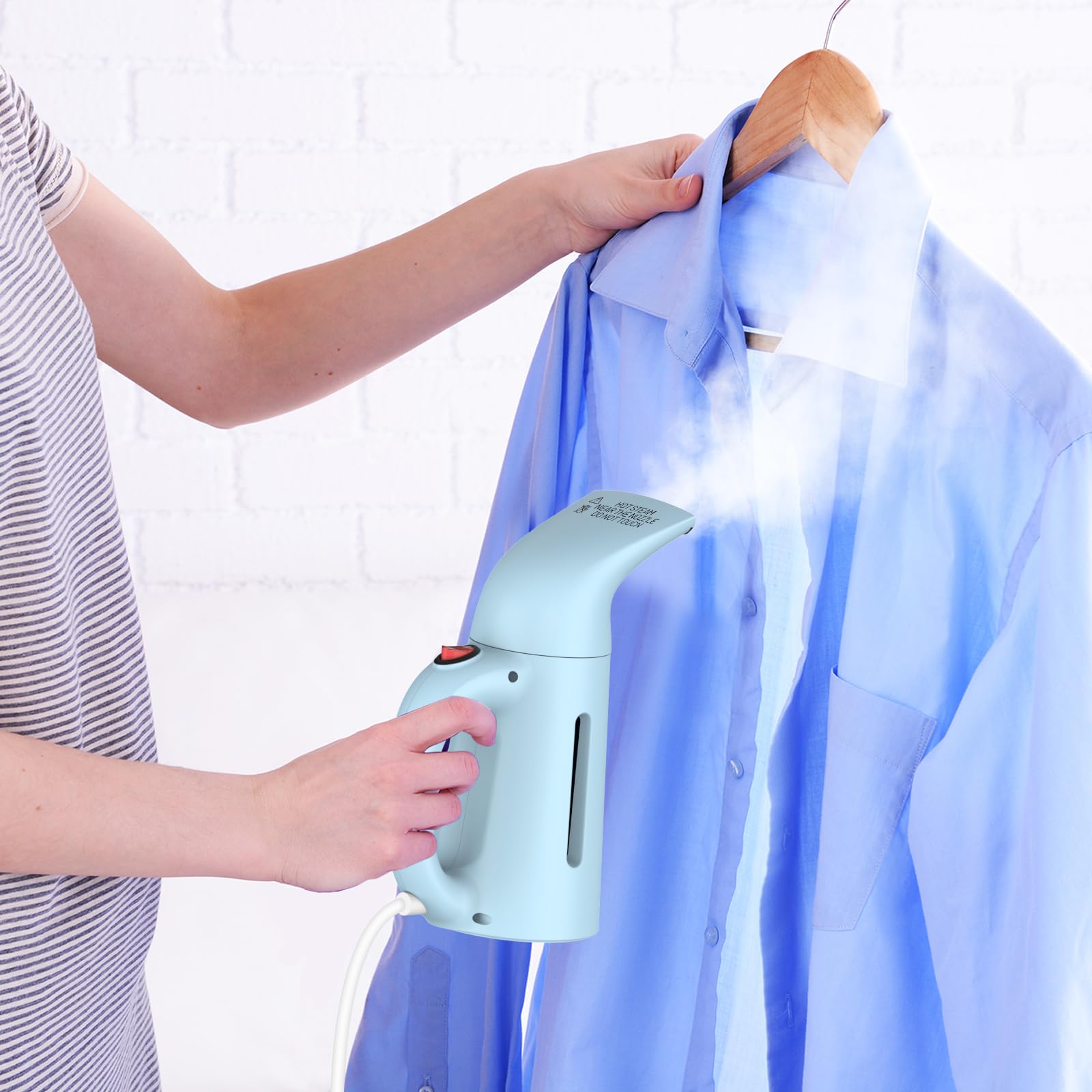 Portable Handheld Garment Steamer for Clothes - 180ml Water Tank, 12 Min Continuous Steam, Wrinkle Remover for All Fabrics - Perfect for Travel, Home & Office Use (Blue)