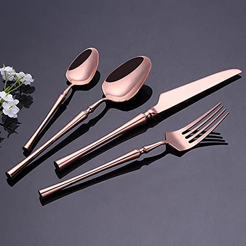 Premium 24-Piece Stainless Steel Flatware Set - Knife, Fork & Spoon for Restaurant, Home, Kitchen & Party - Elegant Black Cutlery for Fine Dining, Entertaining & Everyday Use