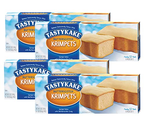 Delicious Butterscotch Tastykake Krimpets Snack Cakes - 4 Boxes (12 Cakes per Box) with Free Door2Door Connection Pen - Perfect for Office Snacks, School Lunches & Party Treats