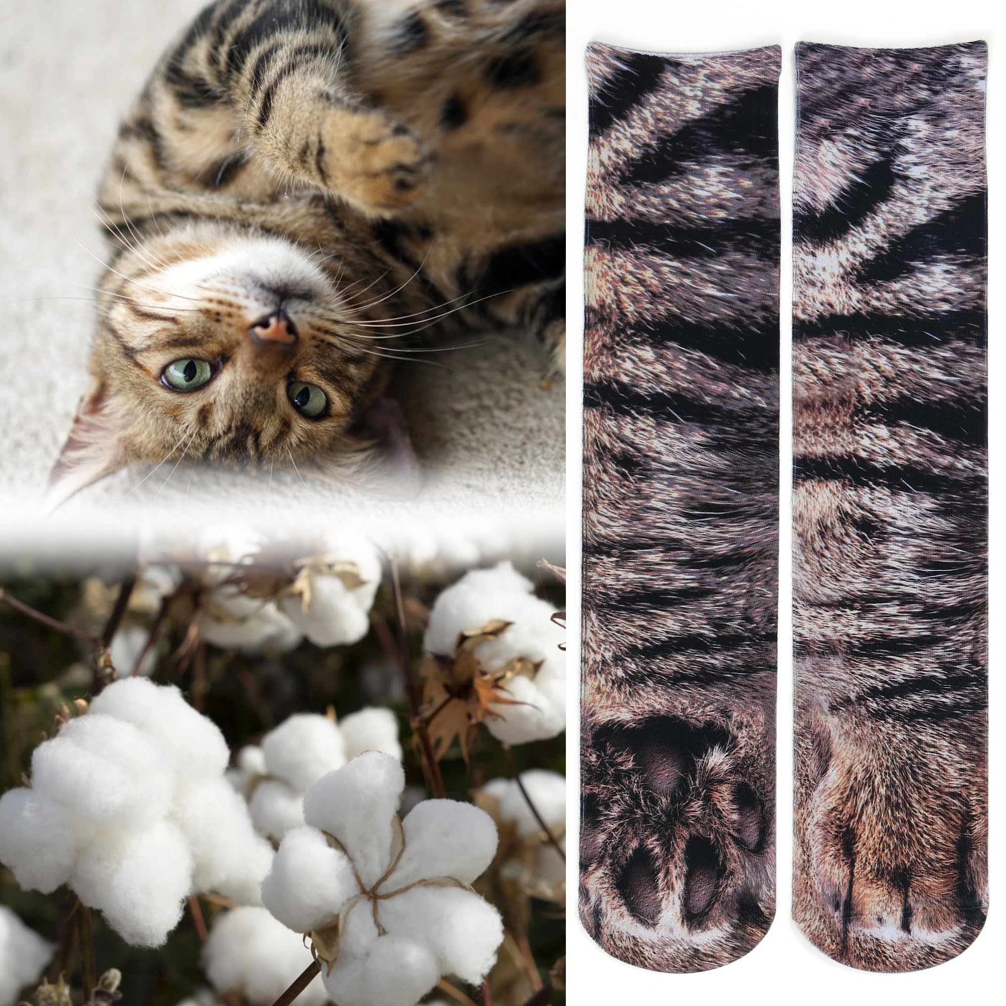Funny 3D Animal Paw Socks - Cute Cat Tiger Dog Crew Socks for Men & Women | Novelty Gifts for Pet Lovers | Perfect for Cosplay, Halloween Costumes & Funny Gifts