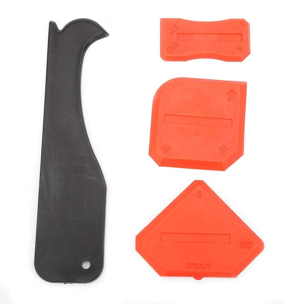 4PCS Caulking Tool Kit - Professional Sealant Finishing Tools for Silicone, Grout & Glass Cement - Includes Caulk Remover & Scraper (Red) - Perfect for Bathroom, Kitchen & DIY Home Improvement Projects