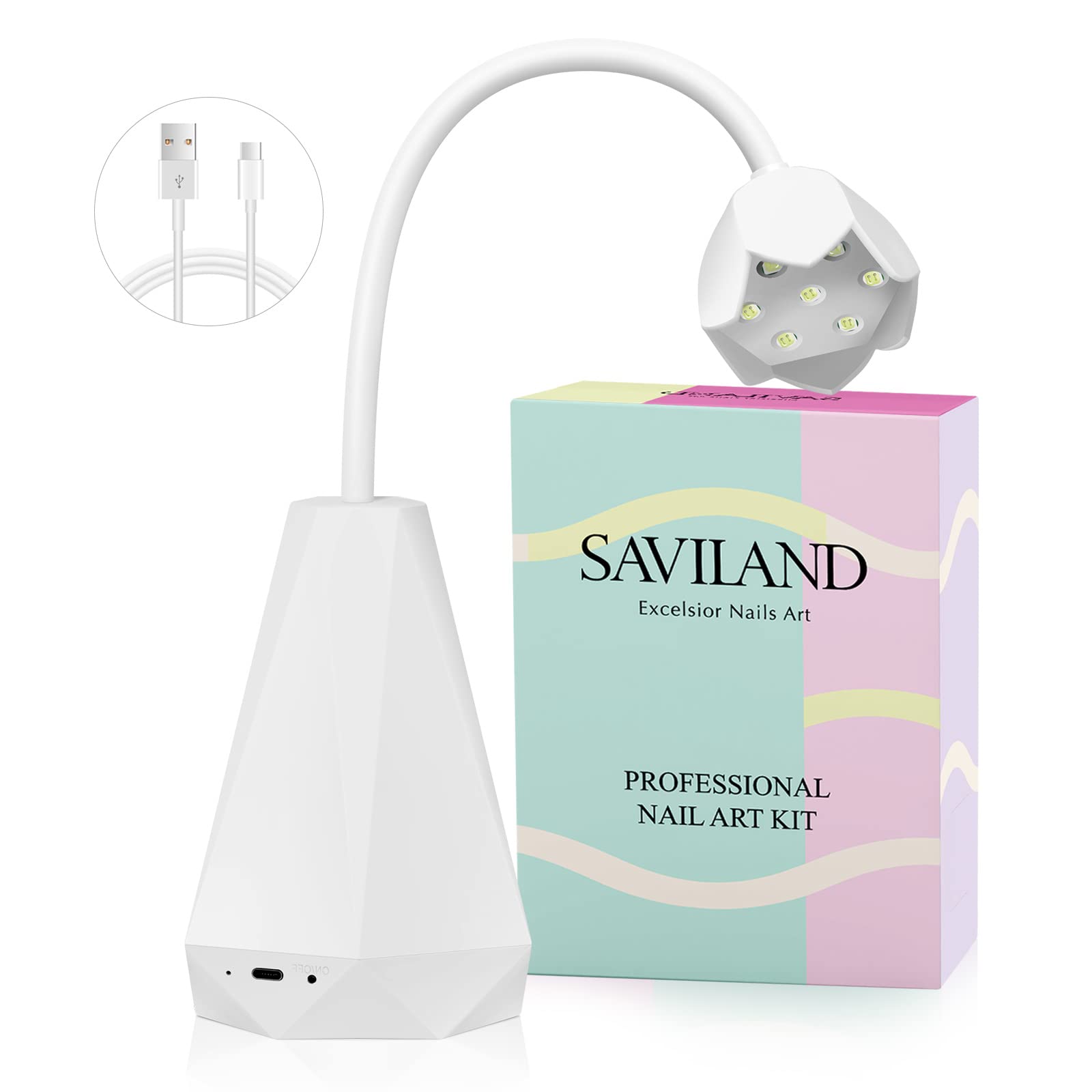 Saviland UV LED Nail Lamp - Professional Gel Polish Curing Light for Gel Nail Polish, Builder Gel & Nail Glue | Fast Drying Nail Art Lamp for Salon & Home DIY | Perfect for Manicures, Pedicures & Nail Extensions