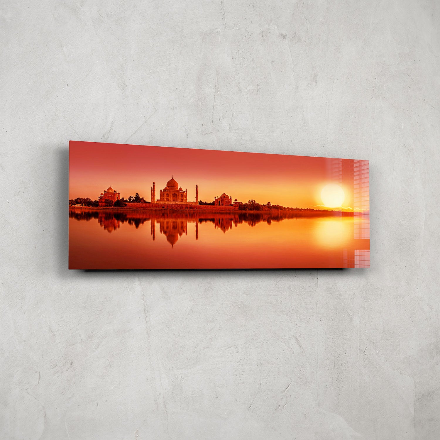 Stunning Taj Mahal Sunset Panoramic View - High Quality Wall Art Print for Home & Office Decor | Perfect for Living Room, Bedroom, or Gift