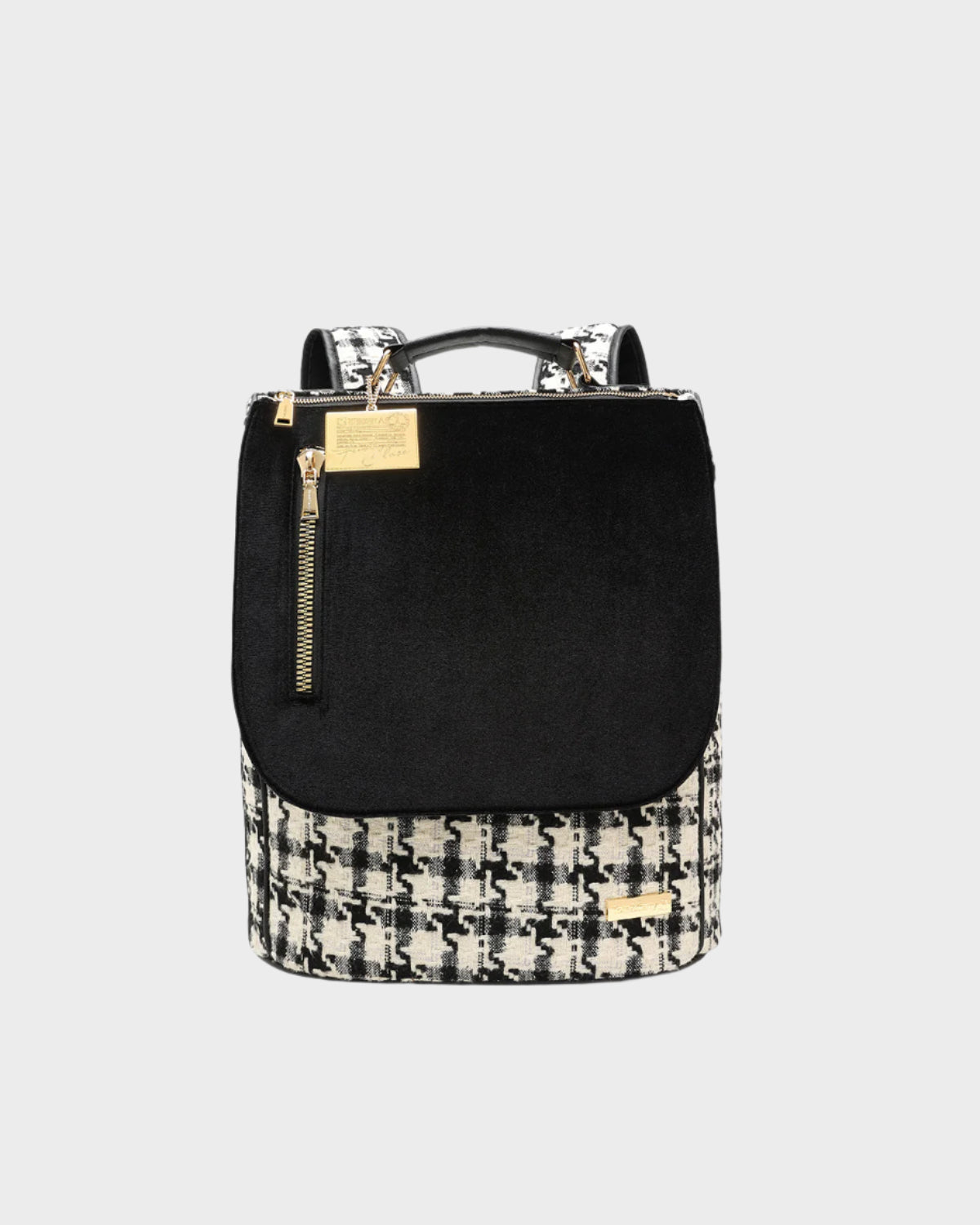 Stylish Black & White Houndstooth Backpack for Women & Men - Trendy Checkered Pattern School, Work & Travel Laptop Bag - Perfect for Office, College & Daily Commute