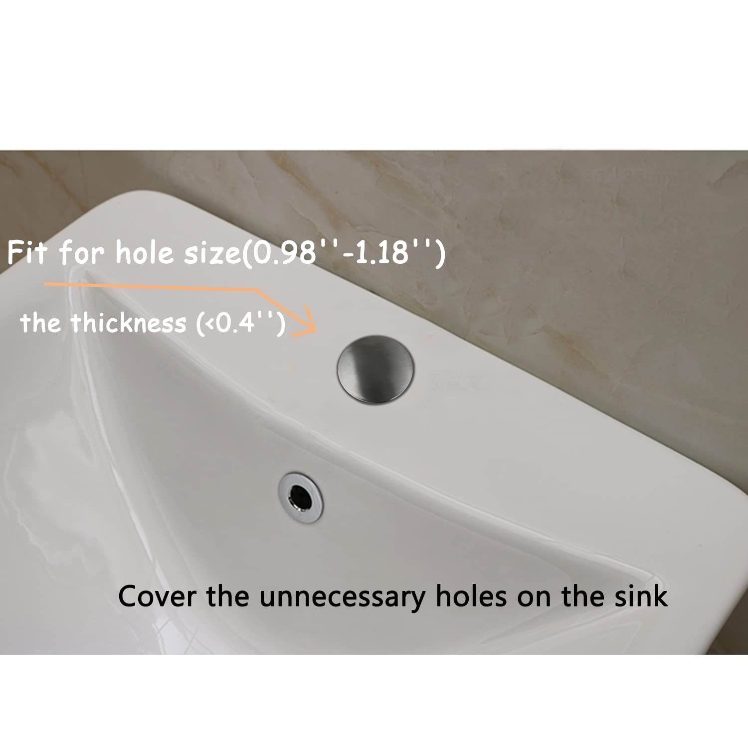2 Pack Brushed Stainless Steel Sink Faucet Hole Cover Plug (1.22