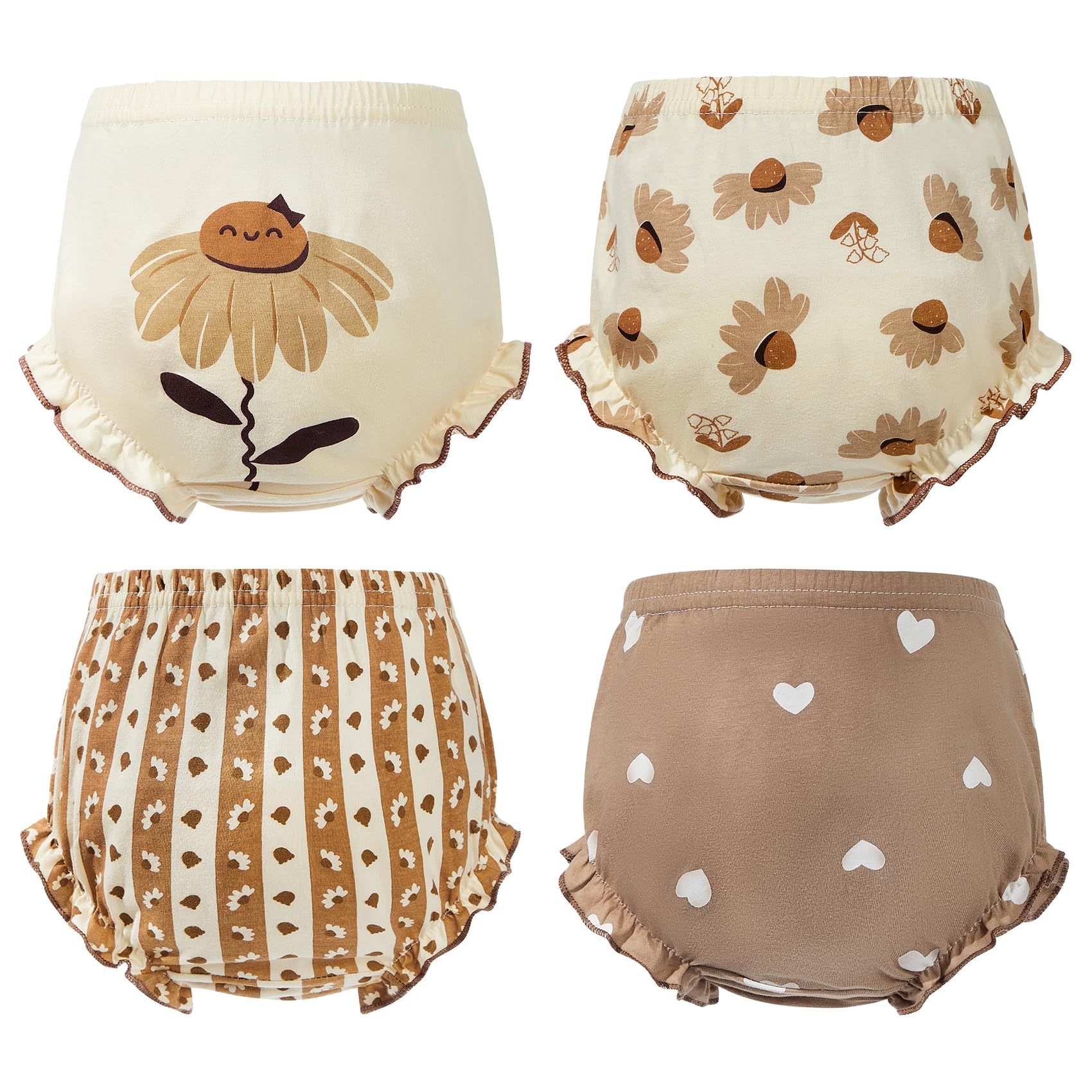 4Pcs Cute Cotton Diaper Covers for Baby Girls - Soft Toddler Girl Bloomers with Ruffle Trim | Perfect for Everyday Wear, Photo Shoots & Special Occasions