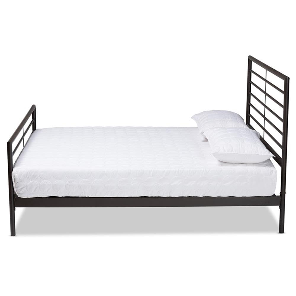 Industrial Black Metal Full Size Platform Bed Frame - Modern Minimalist Studio Alva Design for Bedroom, Guest Room & Dormitory