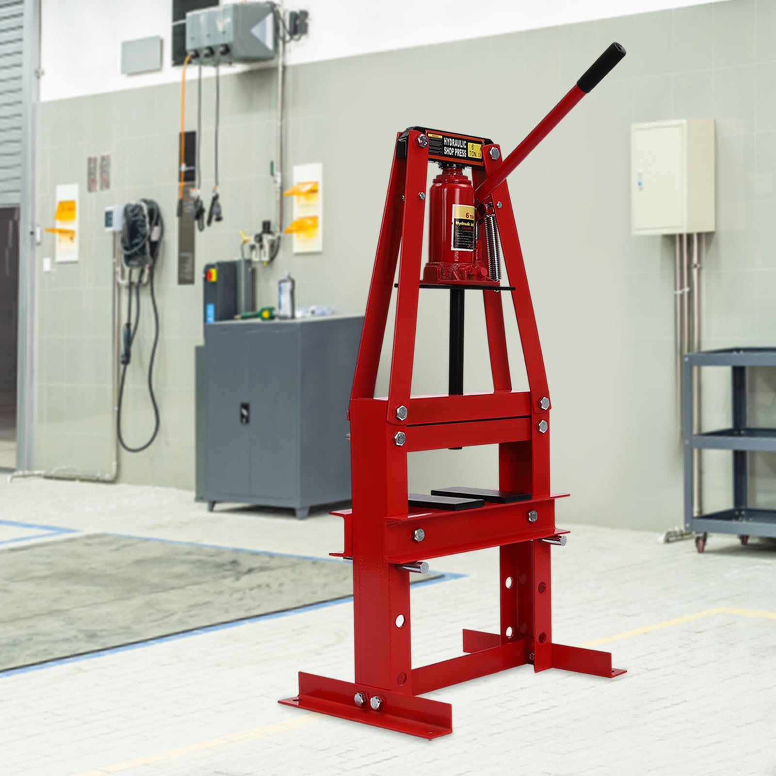6 Ton Hydraulic A-Frame Shop Press with Adjustable Plates – Heavy Duty 13,227 LBS Capacity for Garage, Metalworking, and DIY Projects